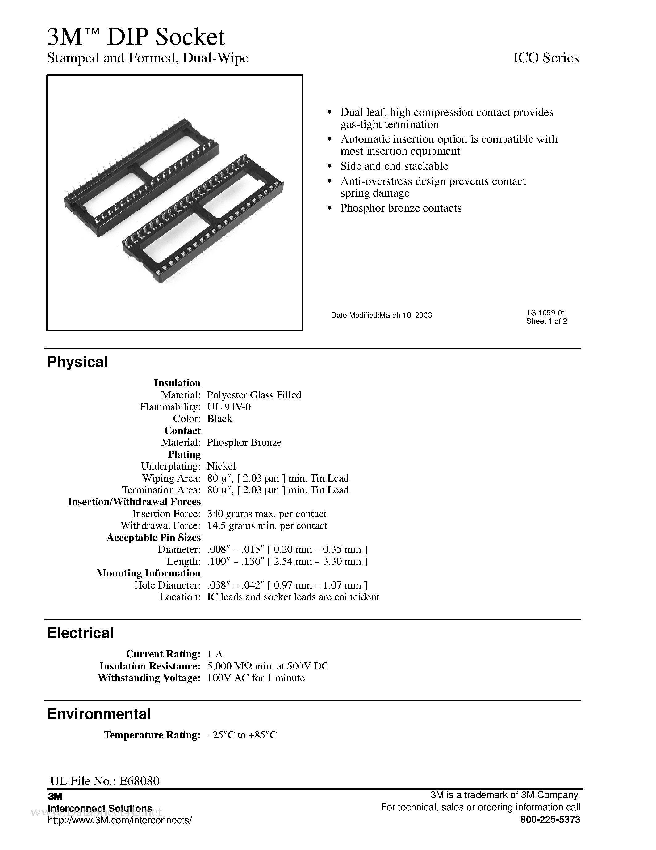 Datasheet ICO page 1 Datasheet ICO - DIP Socket page 1