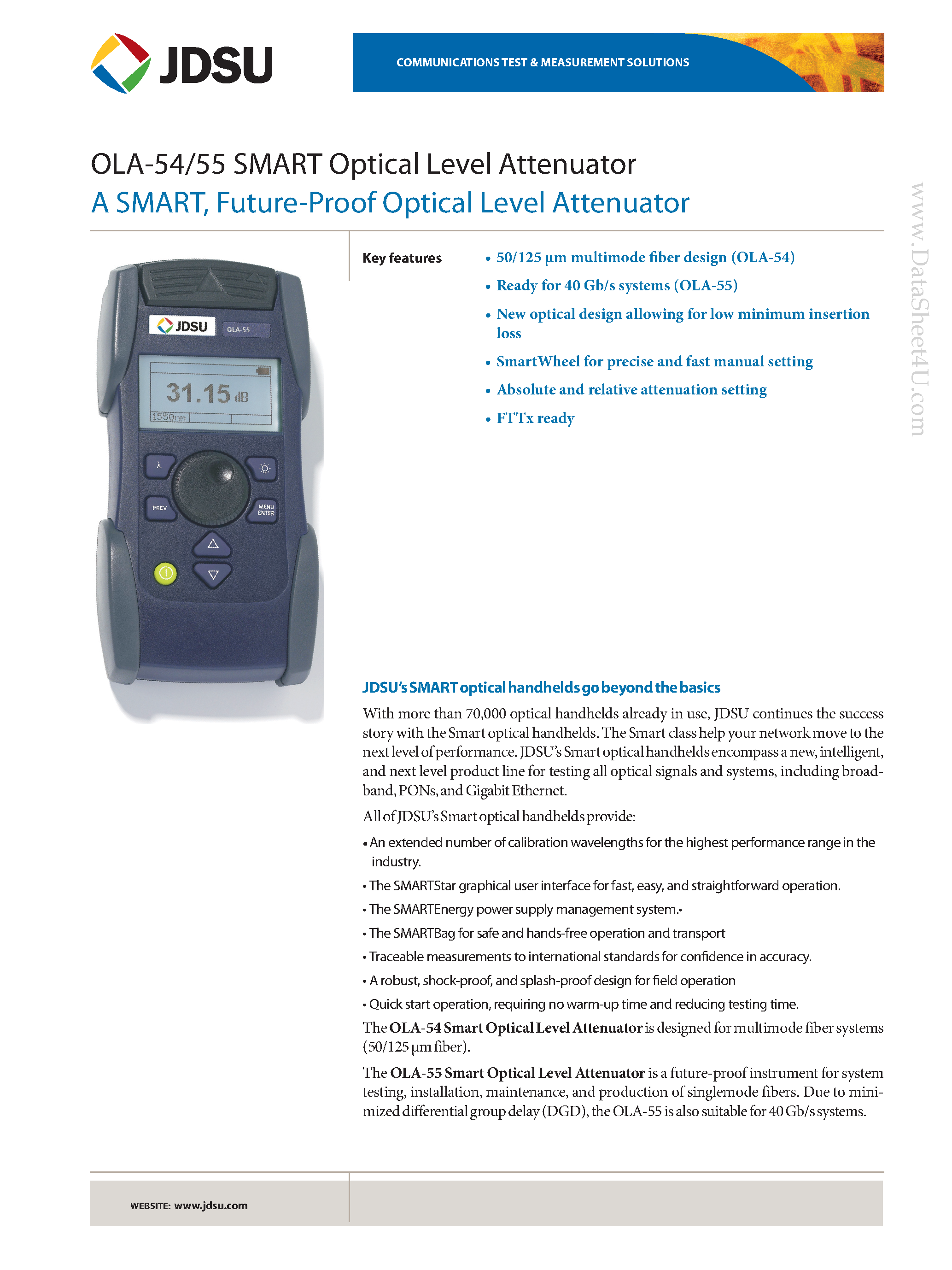 Datasheet OLA-54 - A SMART Future-Proof Optical Level Attenuator page 1