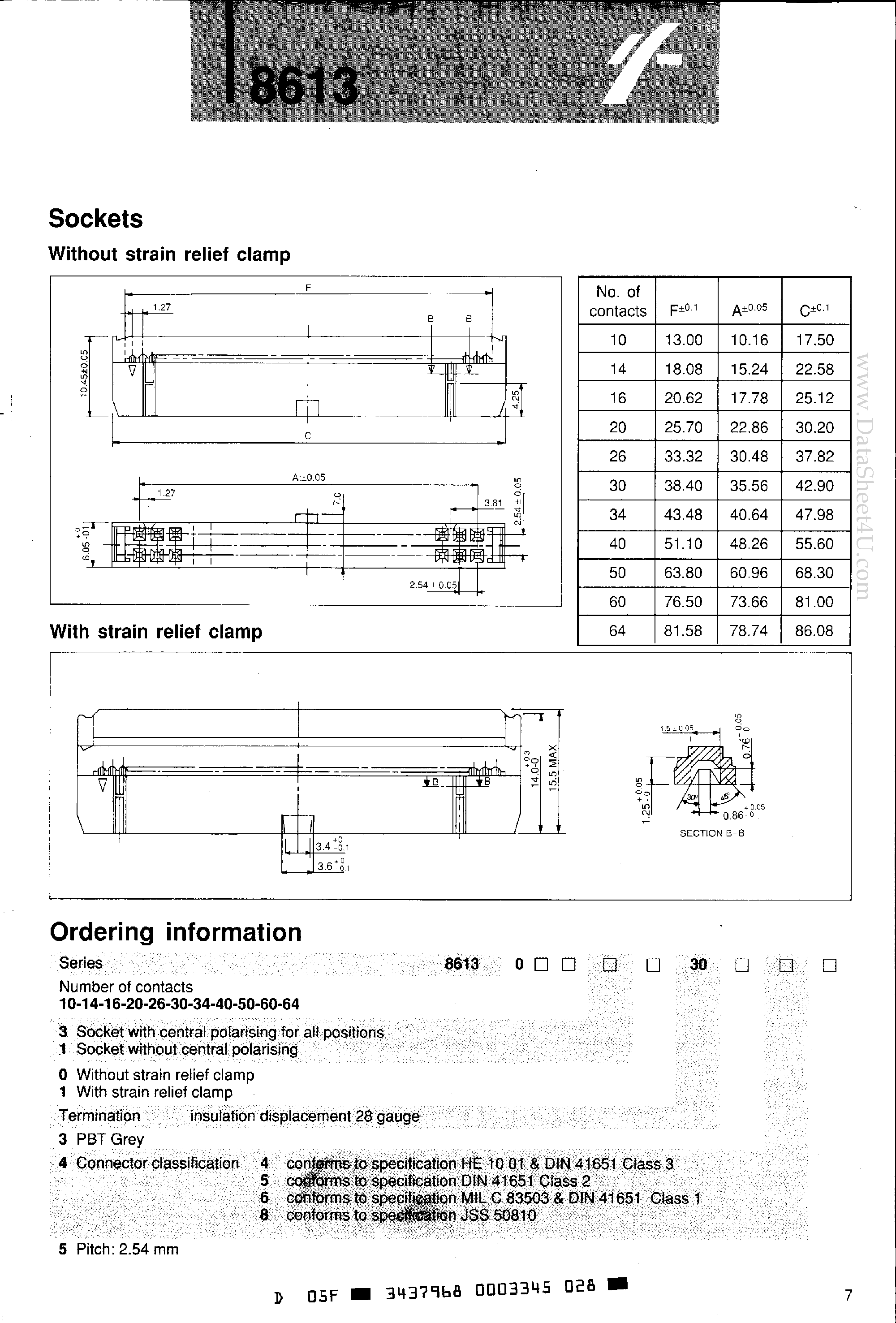 Datasheet 8613 - HEADER CONNECTOR page 1
