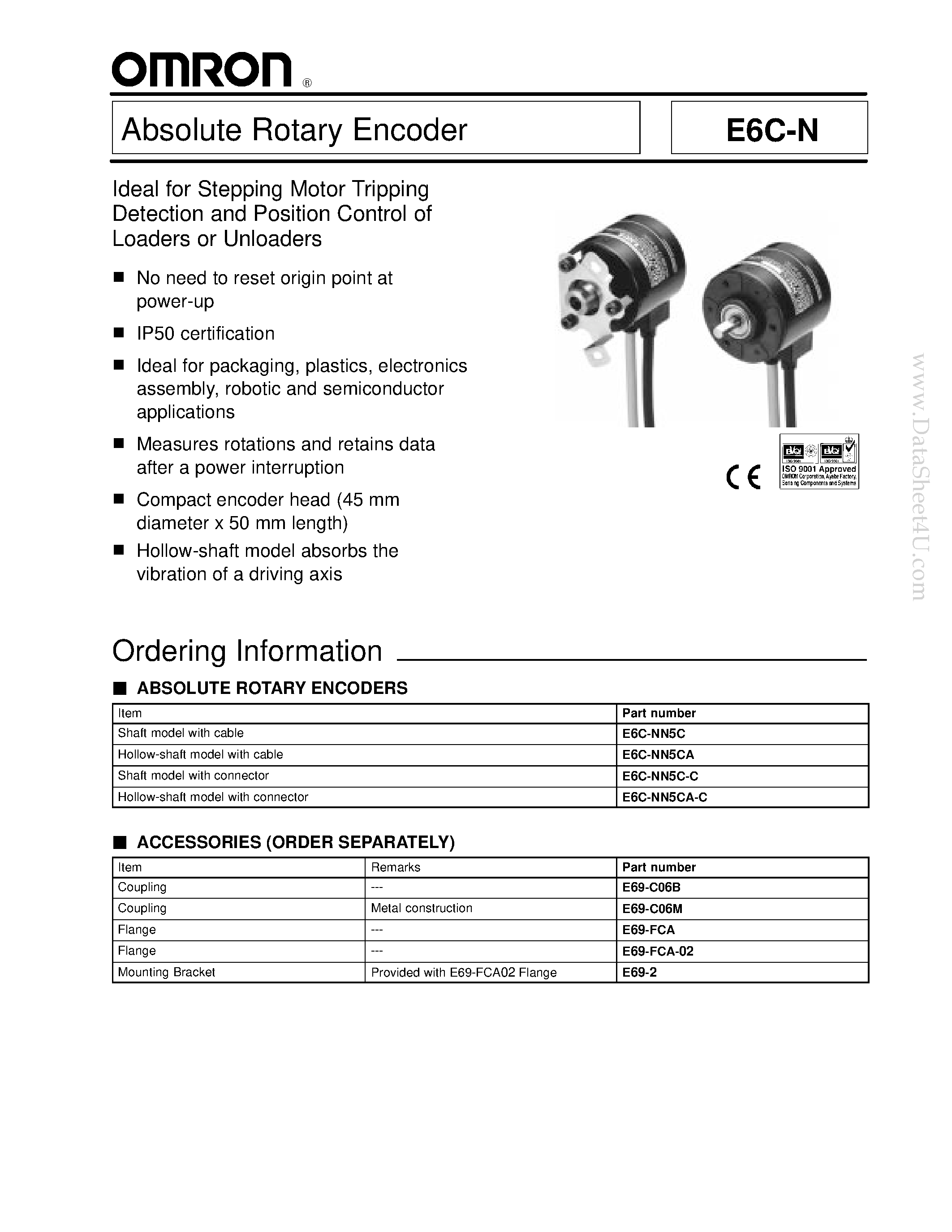 Datasheet E6C-N - Absolute Rotary Encoder page 1