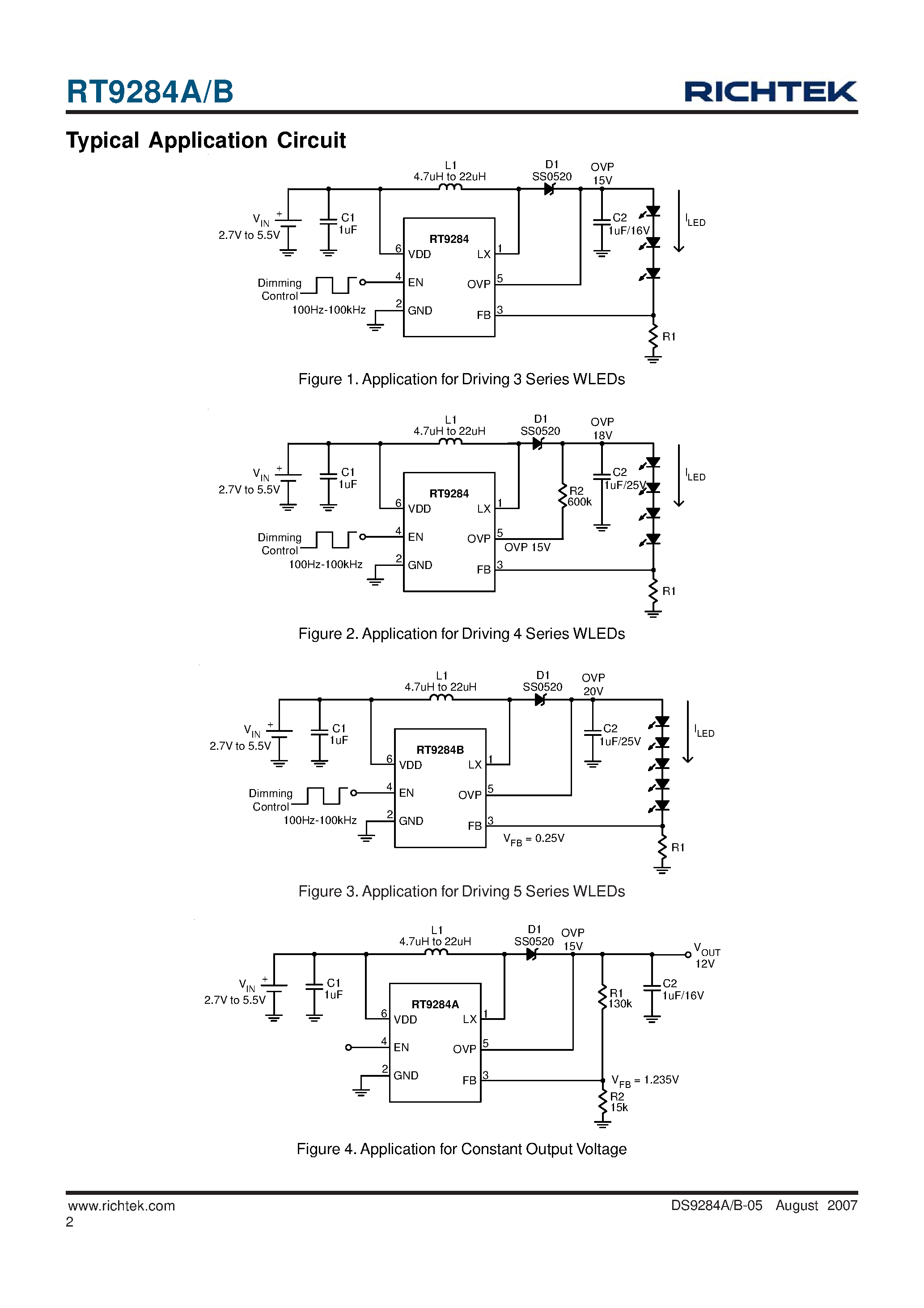 Datasheet RT9284A page 2 Datasheet RT9284A - Constant Current Switching Regulator page 2