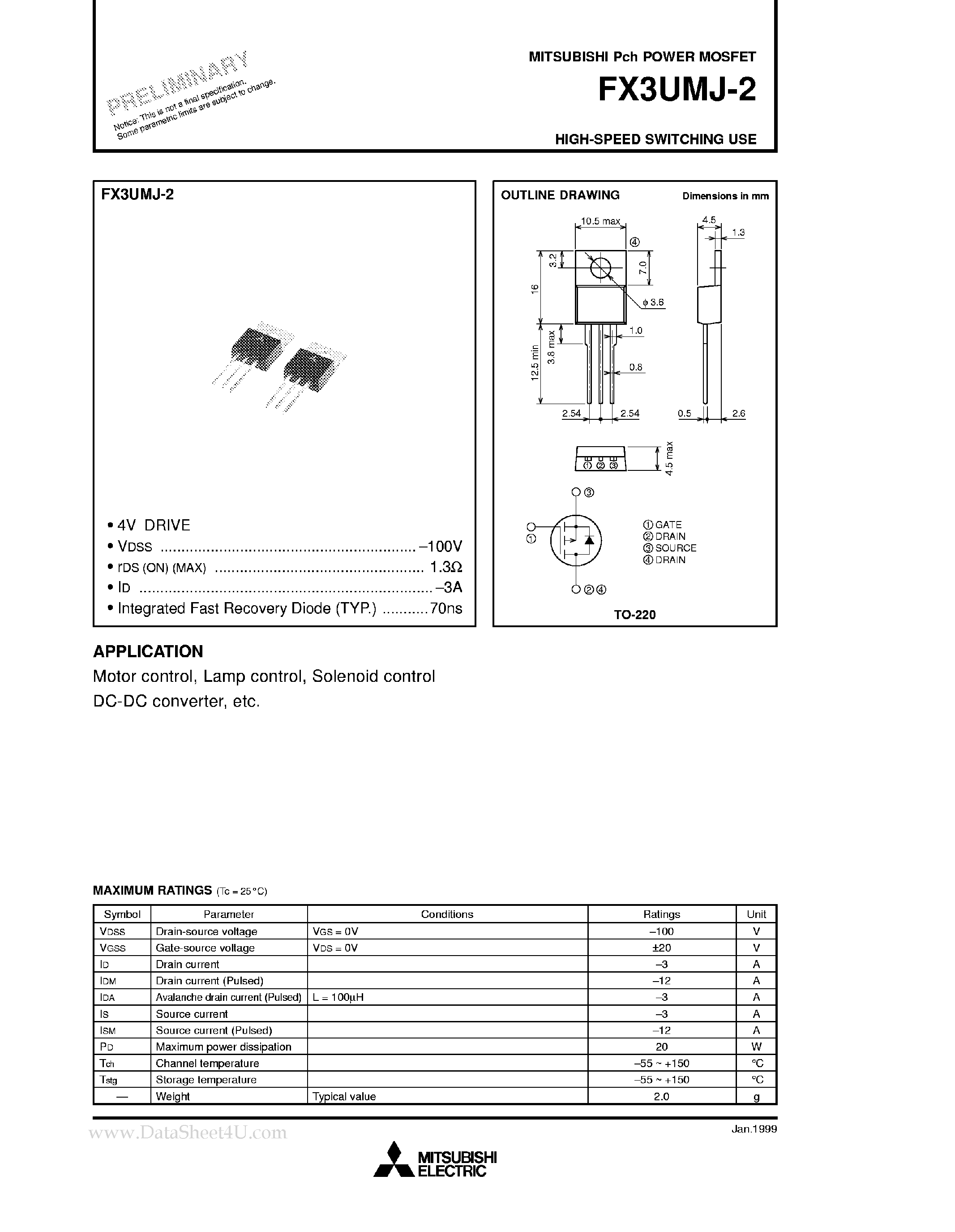 Datasheet FX3UMJ-2 - High Speed Switching Use page 1