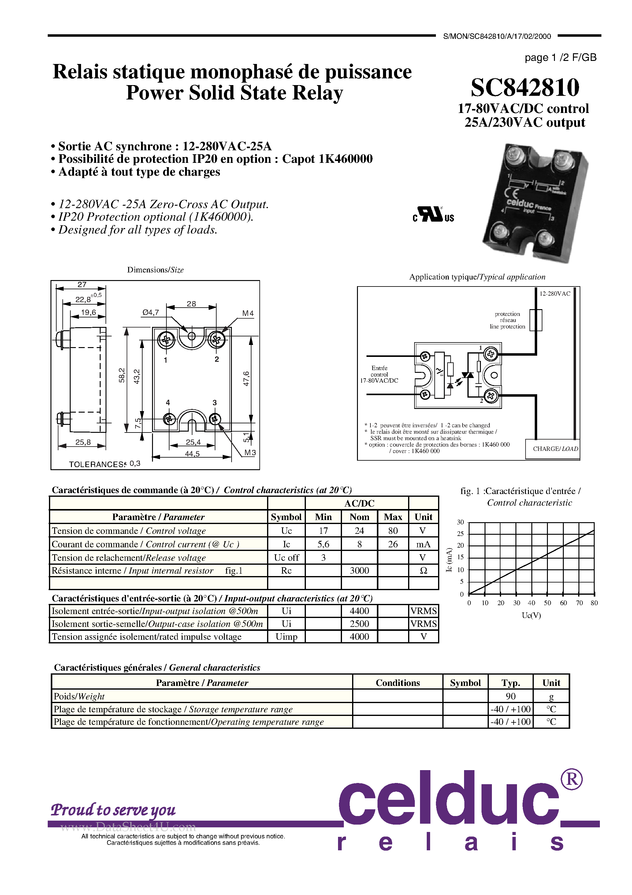 Datasheet SC842810 page 1 Datasheet SC842810 - Power Solid State Relay page 1