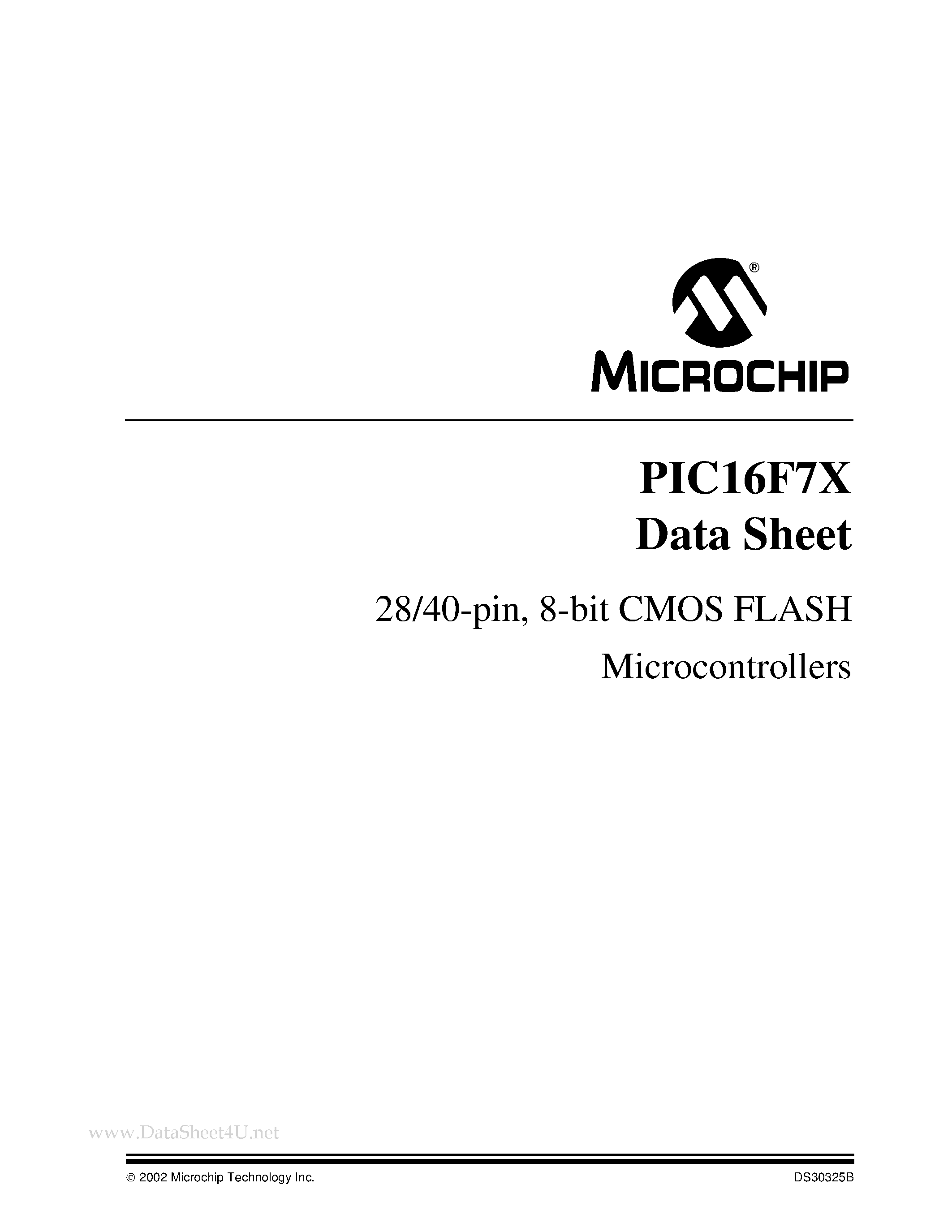 Даташит на микросхему PIC16F73 страница 1 Даташит PIC16F73 - 28/40-Pin 8-Bit CMOS FLASH Microcontrollers страница 1