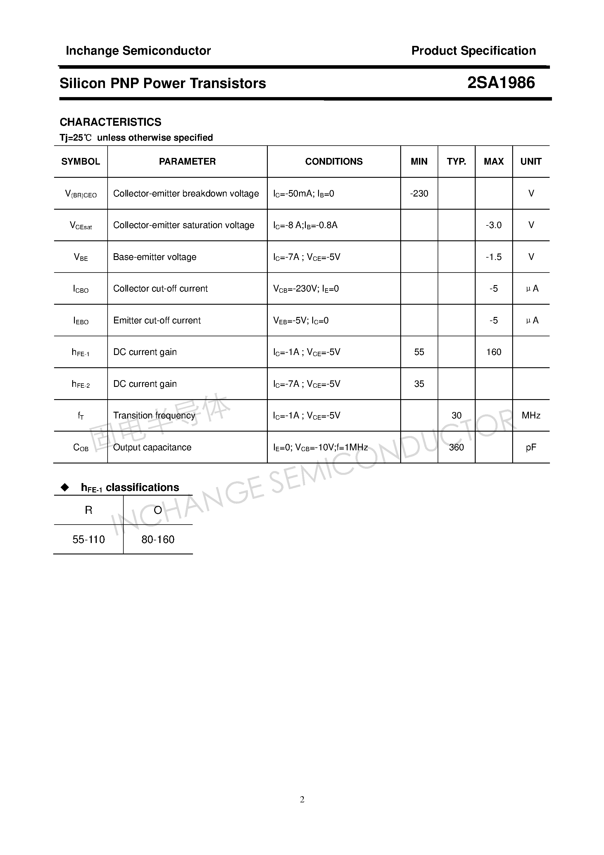 Datasheet 2SA1986 - Power Transistor page 2