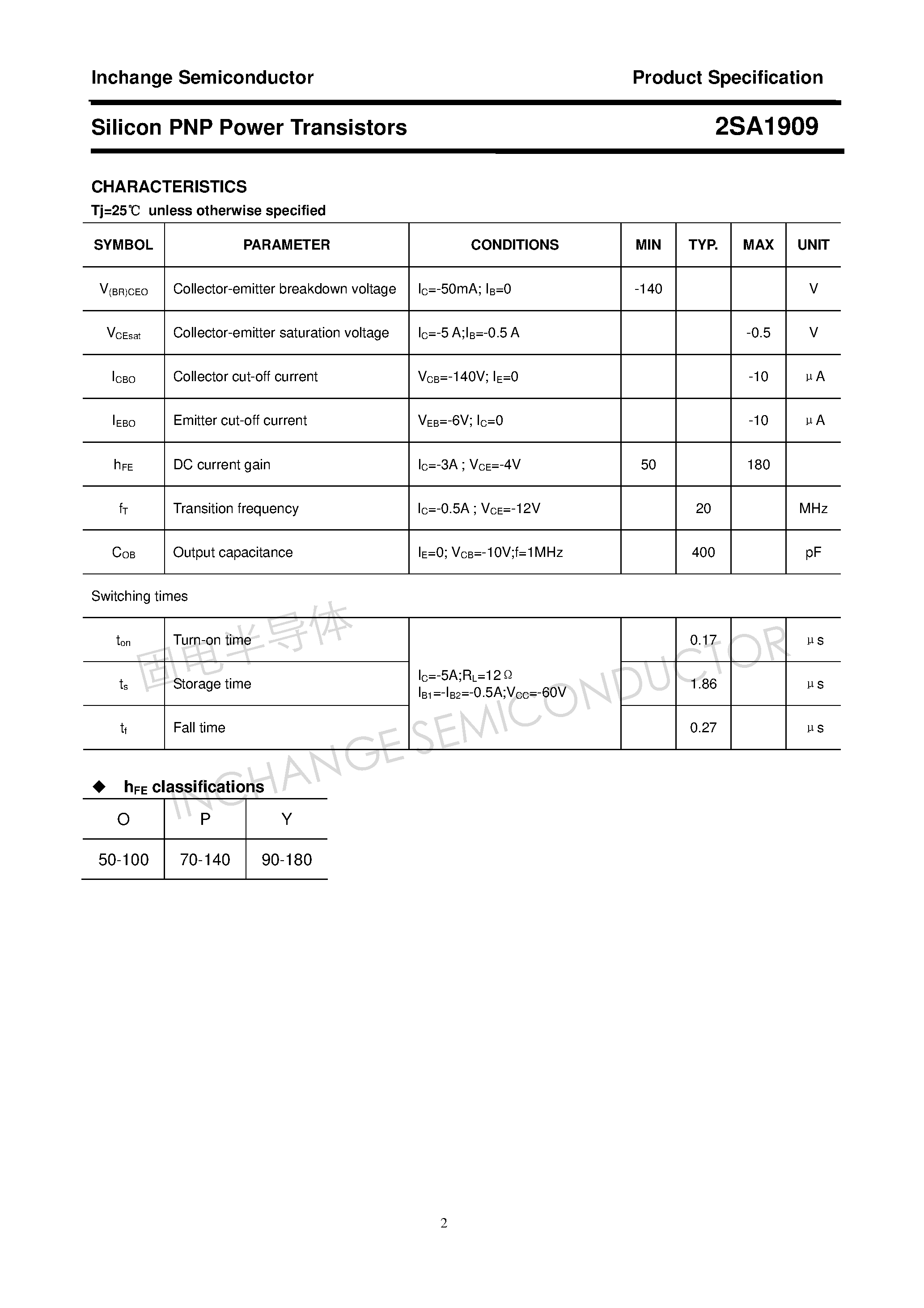 Datasheet 2SA1909 - Power Transistor page 2