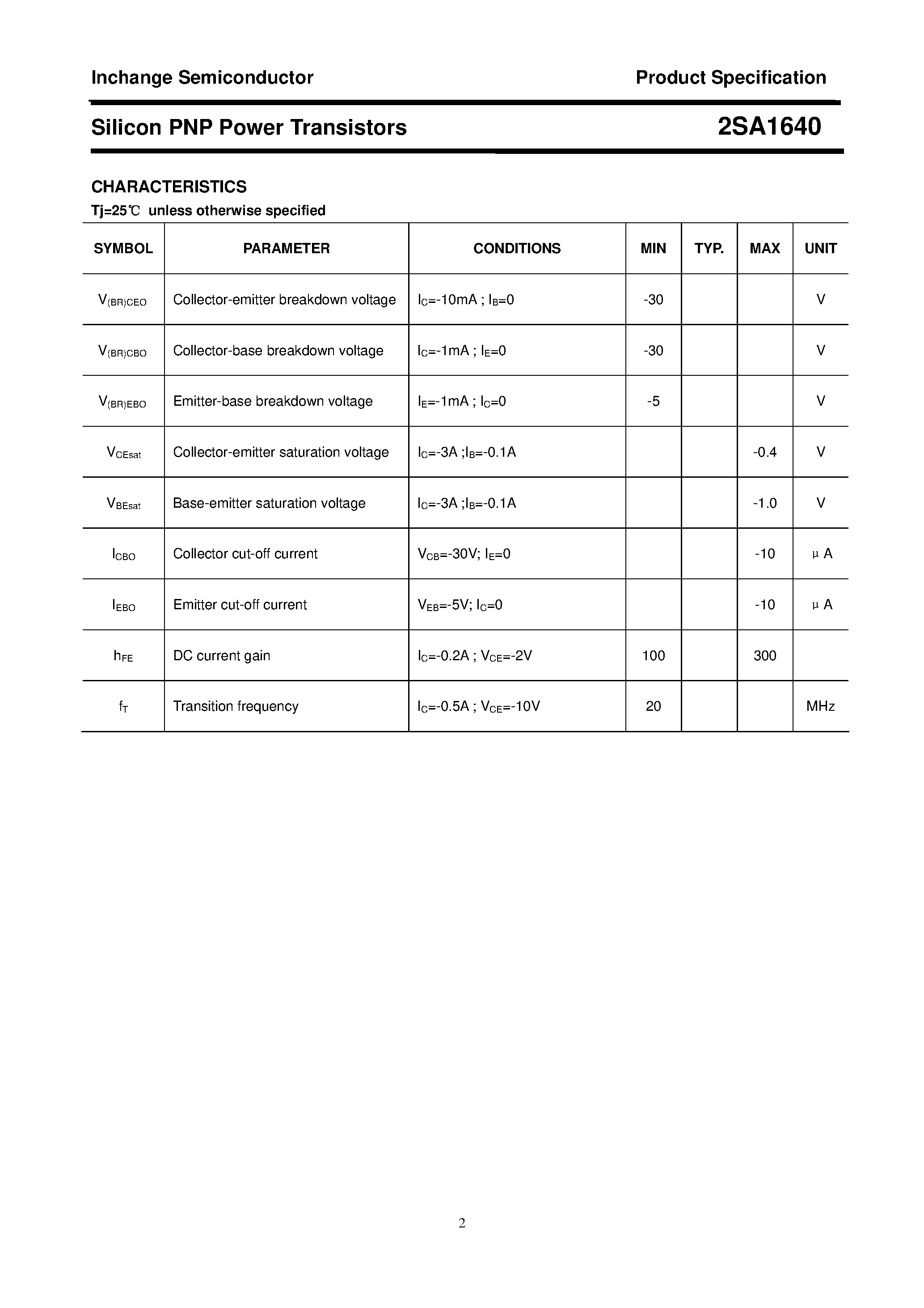 Datasheet 2SA1640 - POWER TRANSISTOR page 2