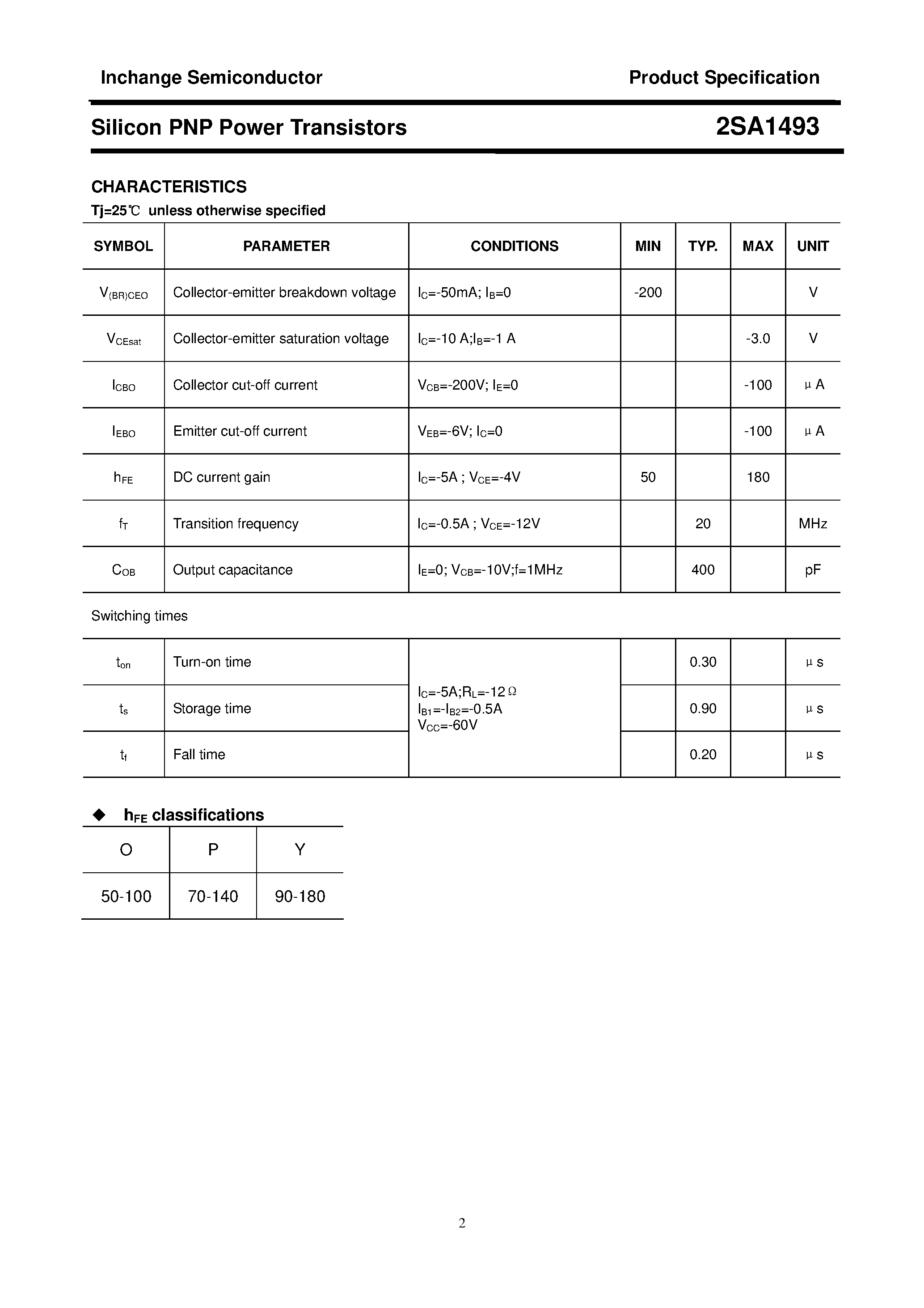 Datasheet 2SA1493 - POWER TRANSISTOR page 2
