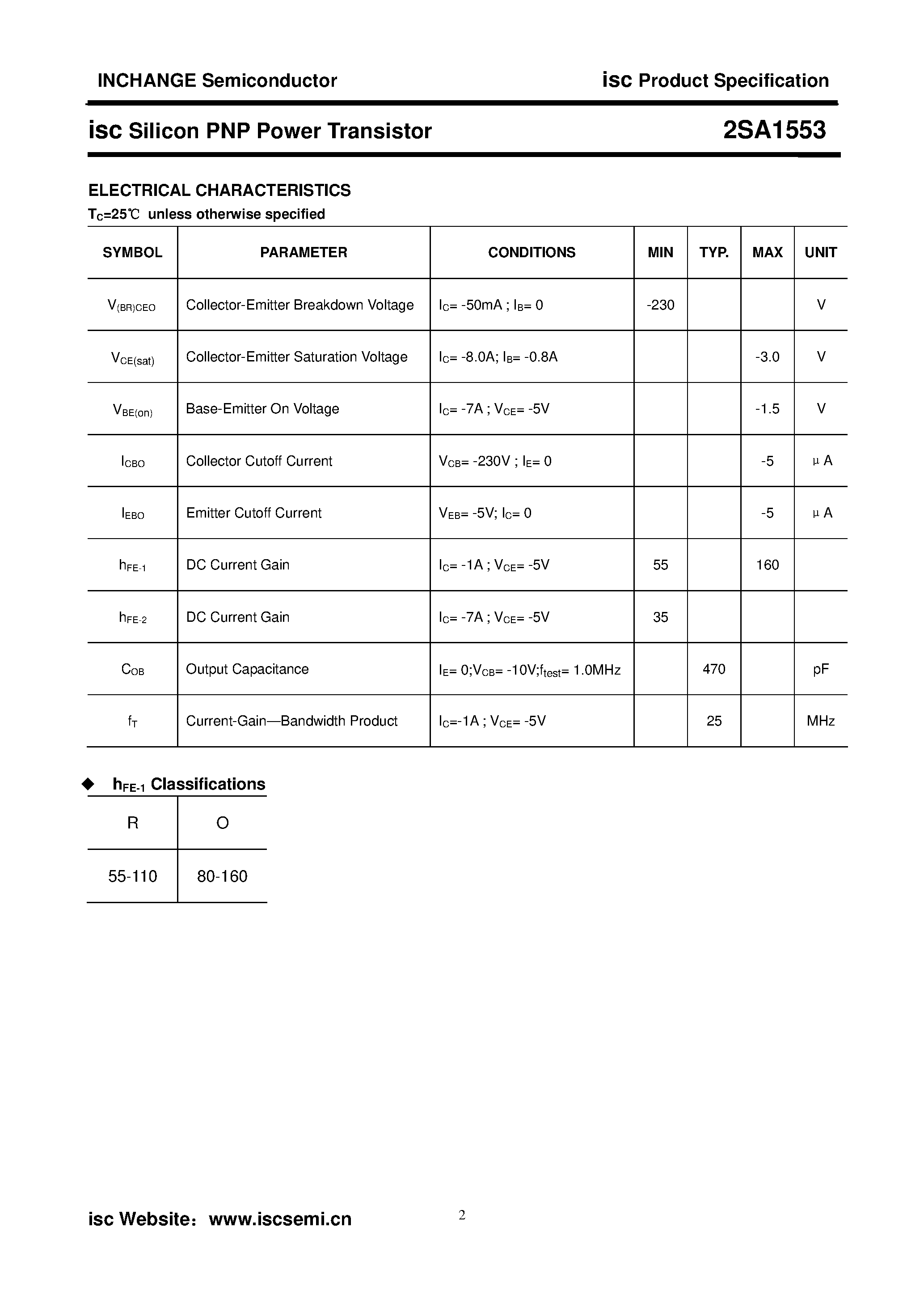 Datasheet 2SA1553 - POWER TRANSISTOR page 2