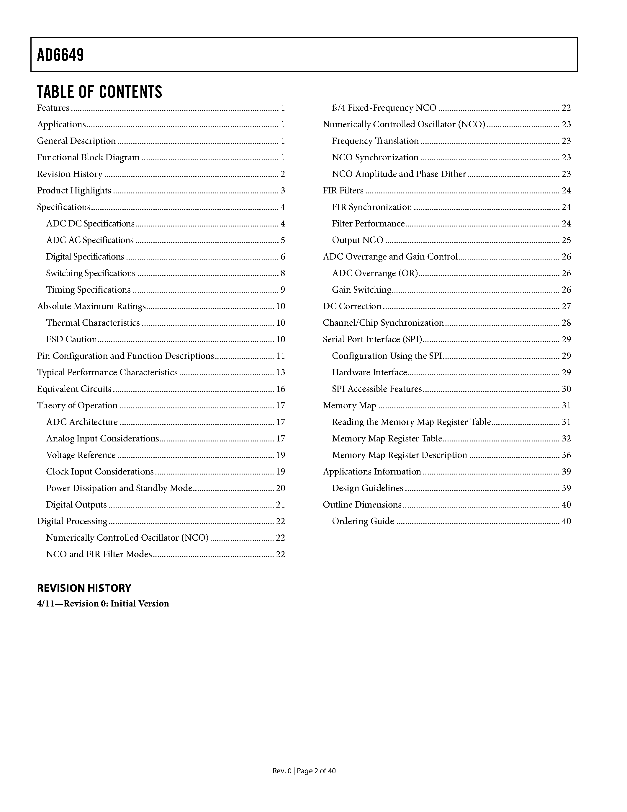 Даташит AD6649 - IF Diversity Receiver страница 2