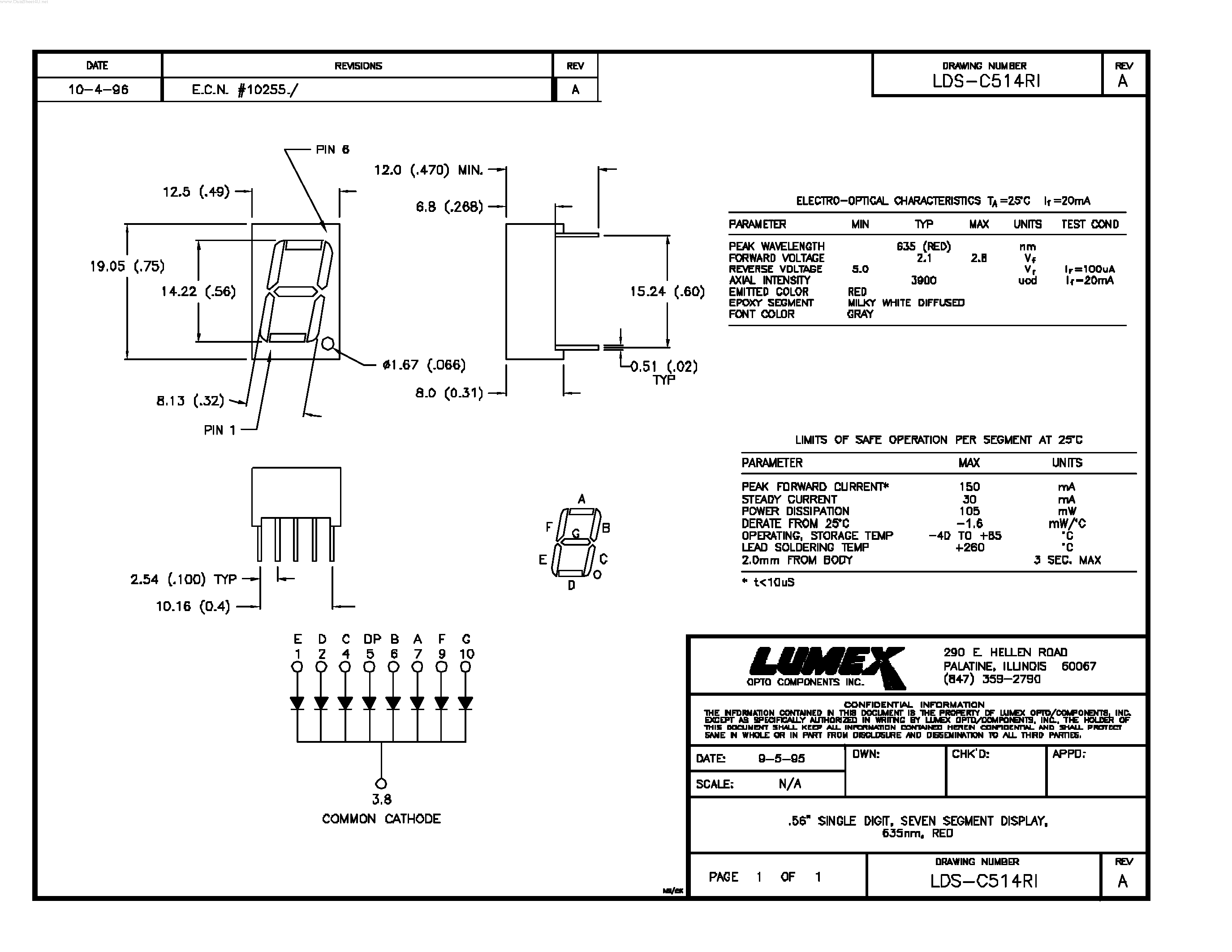 Datasheet LDS-C514RI page 1 Datasheet LDS-C514RI - 7 Segment Display page 1
