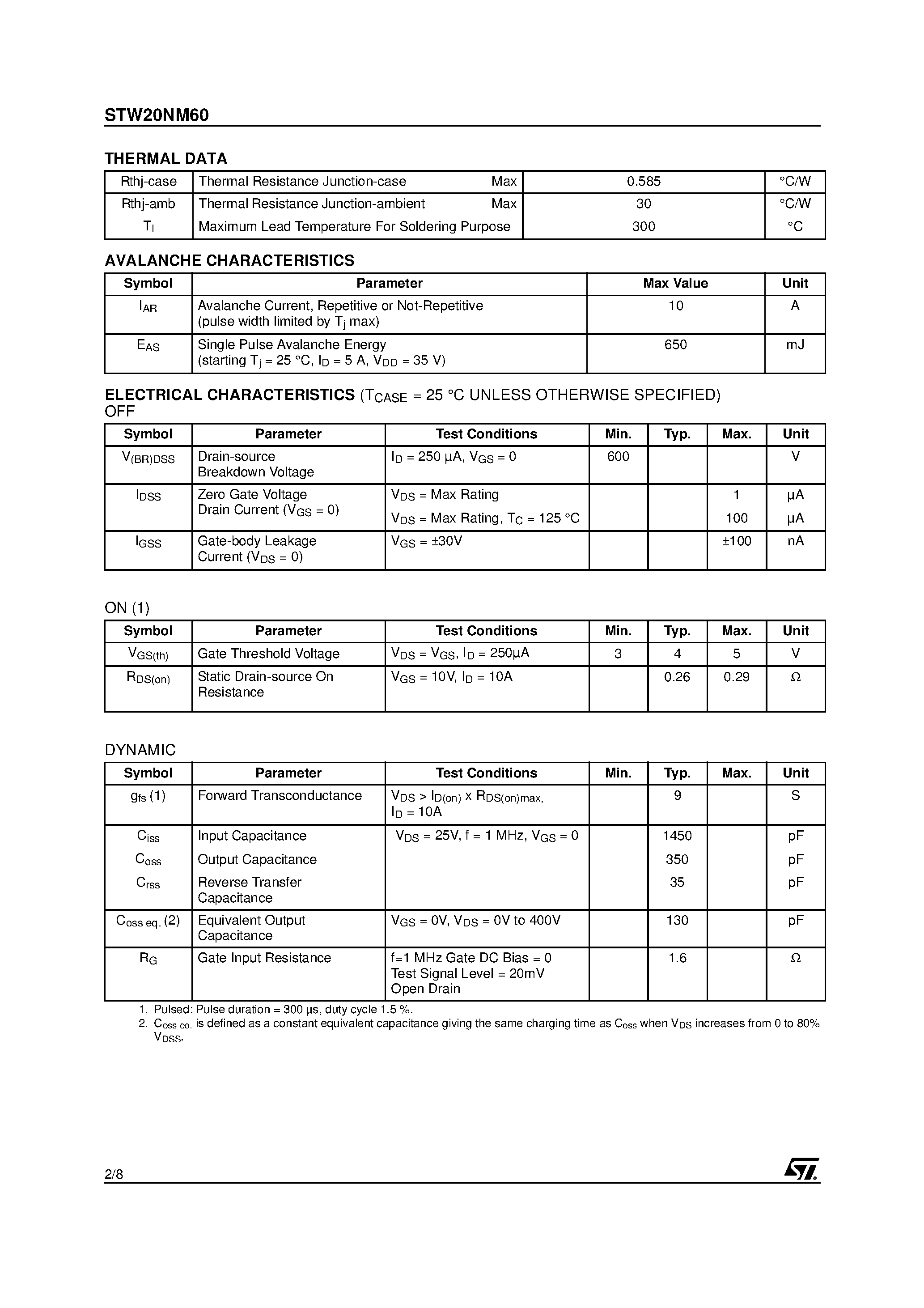 Даташит на микросхему W20NM60 страница 2 Даташит W20NM60 - Search -----> STW20NM60 страница 2