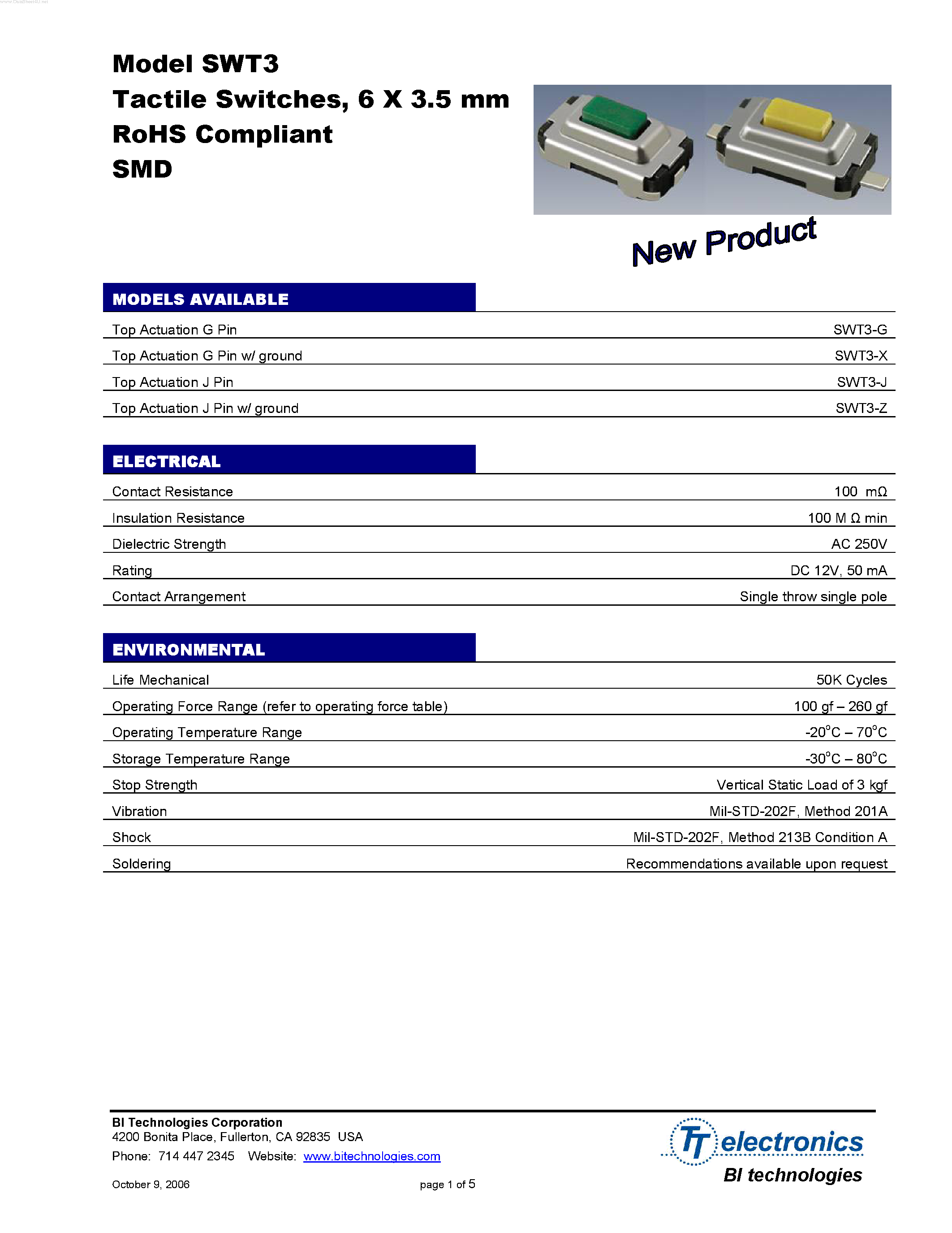 Datasheet SWT3 - 6 X 3.5 mm RoHS Compliant SMD page 1