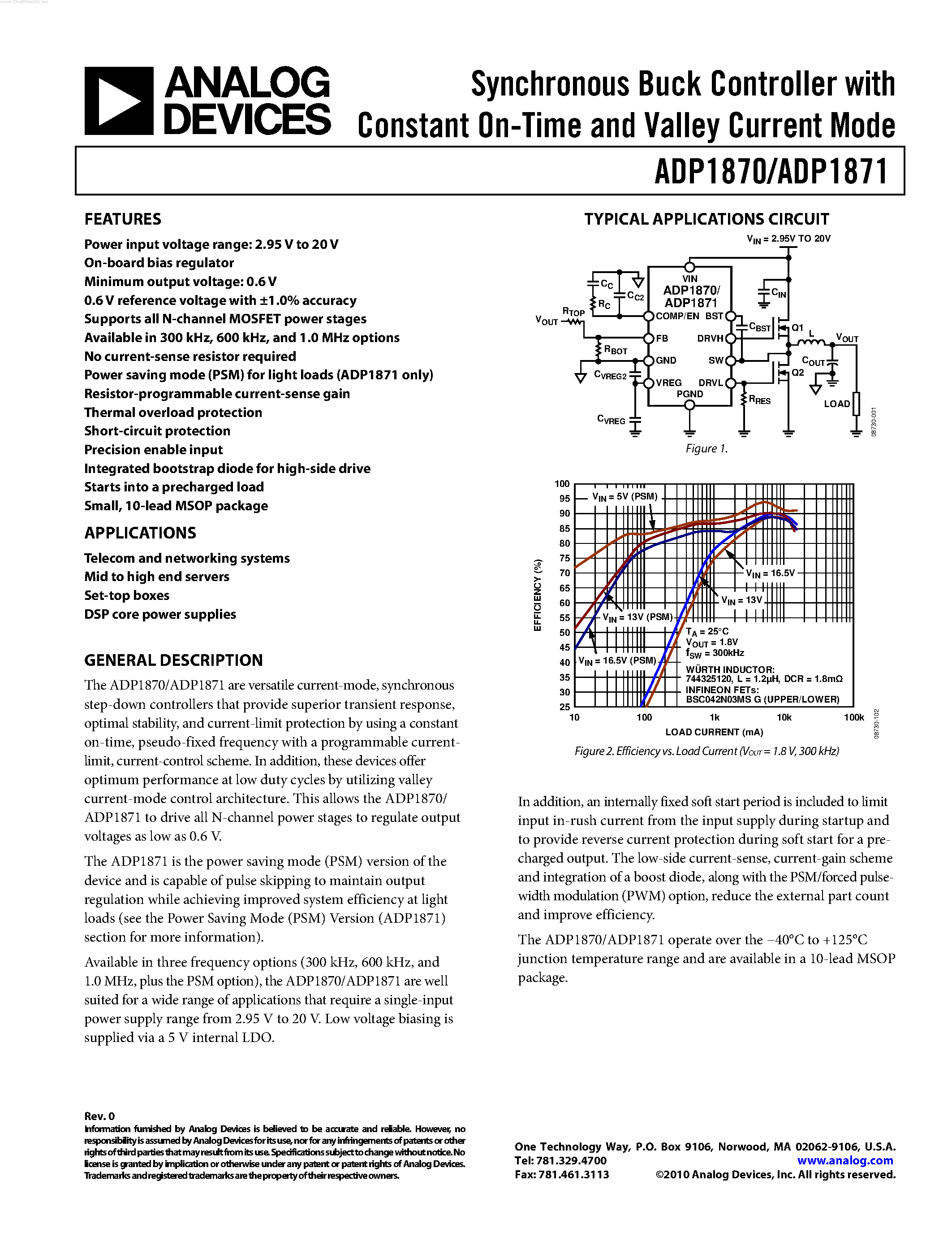 Datasheet ADP1870 - (ADP1870 / ADP1871) Synchronous Buck Controller page 1