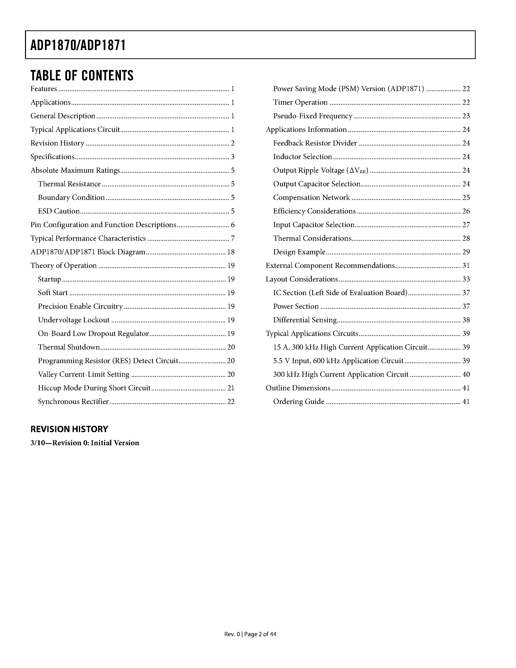 Даташит на микросхему ADP1870 страница 2 Даташит ADP1870 - (ADP1870 / ADP1871) Synchronous Buck Controller страница 2