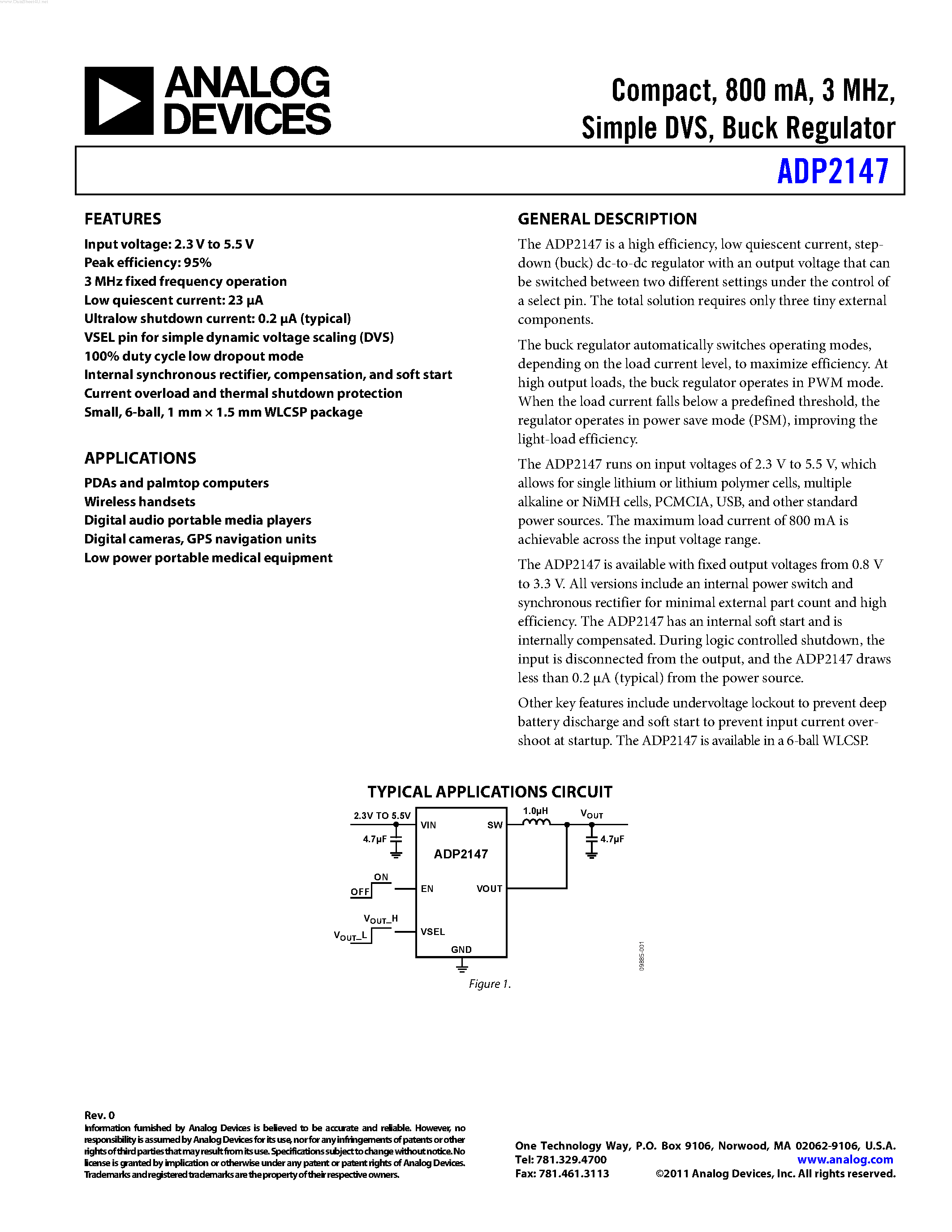 Datasheet ADP2147 - Buck Regulator page 1