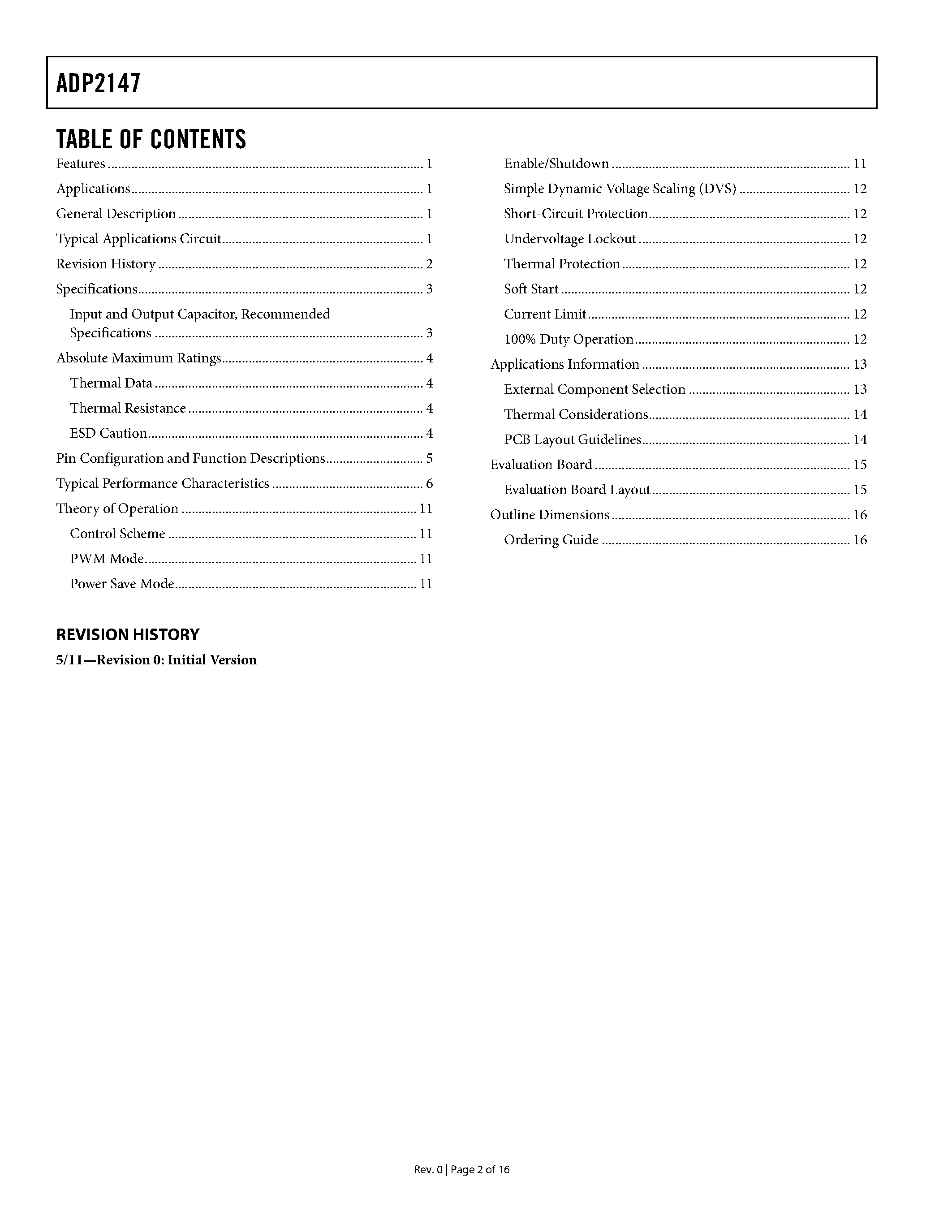 Datasheet ADP2147 - Buck Regulator page 2