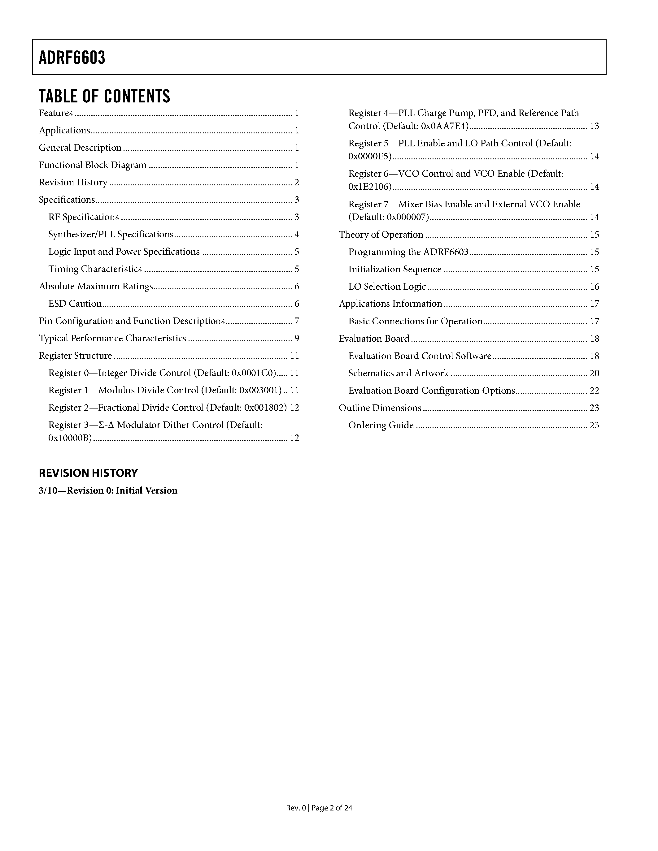 Datasheet ADRF6603 - 2100 MHz to 2600 MHz Rx Mixer page 2