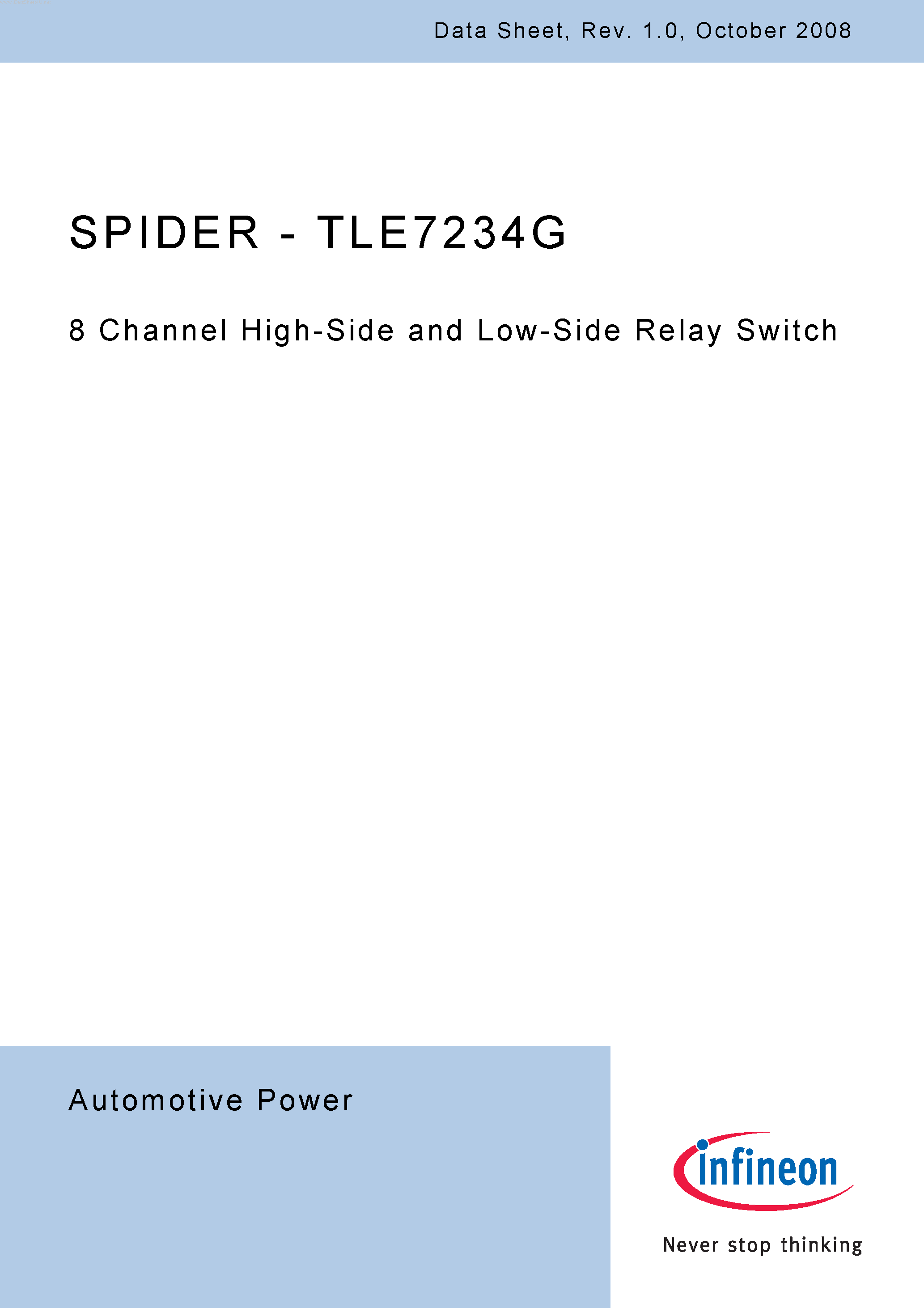 Даташит TLE7234G - 8 Channel High-Side and Low-Side Relay Switch страница 1