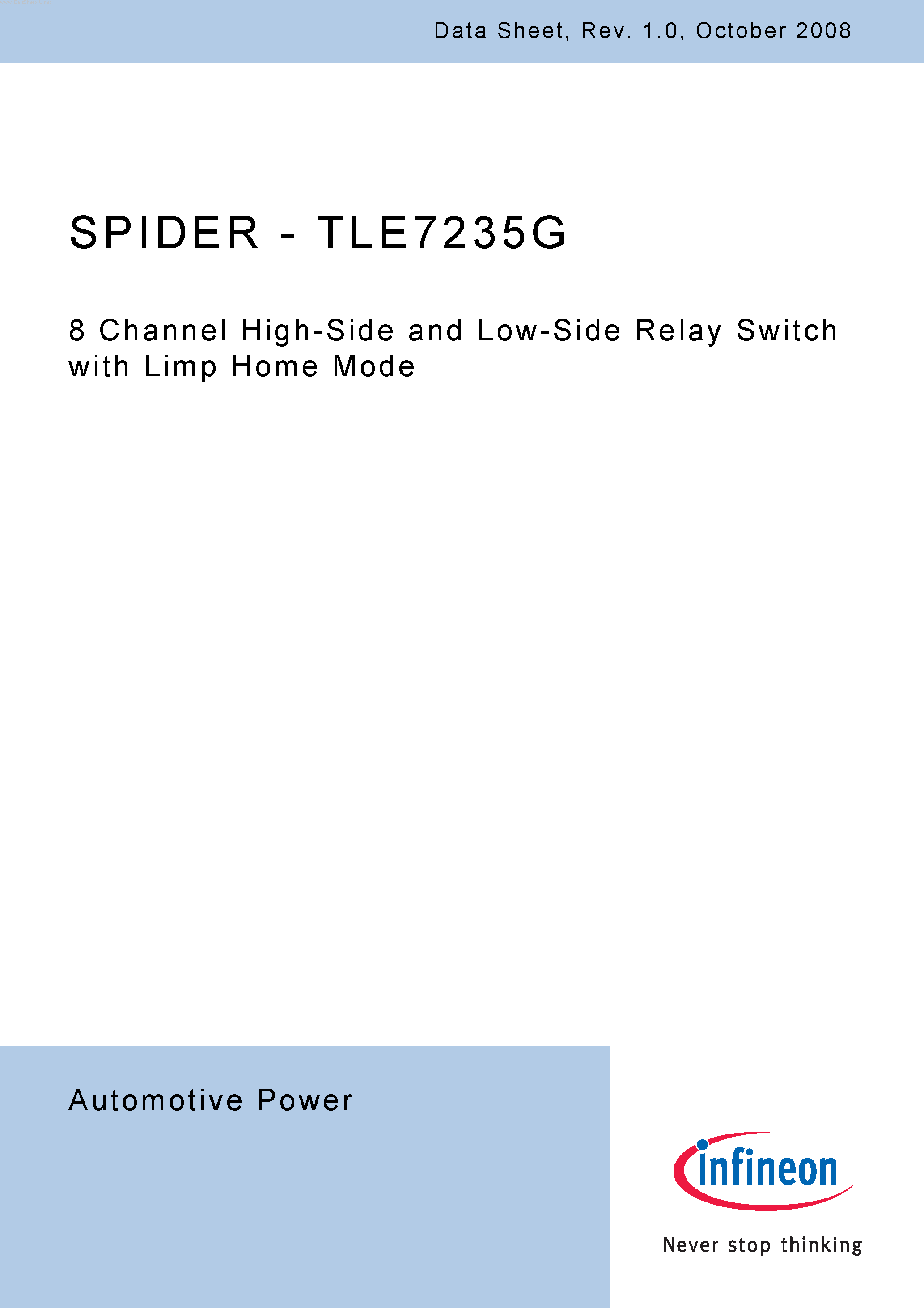 Даташит TLE7235G - 8 Channel High-Side and Low-Side Relay Switch страница 1