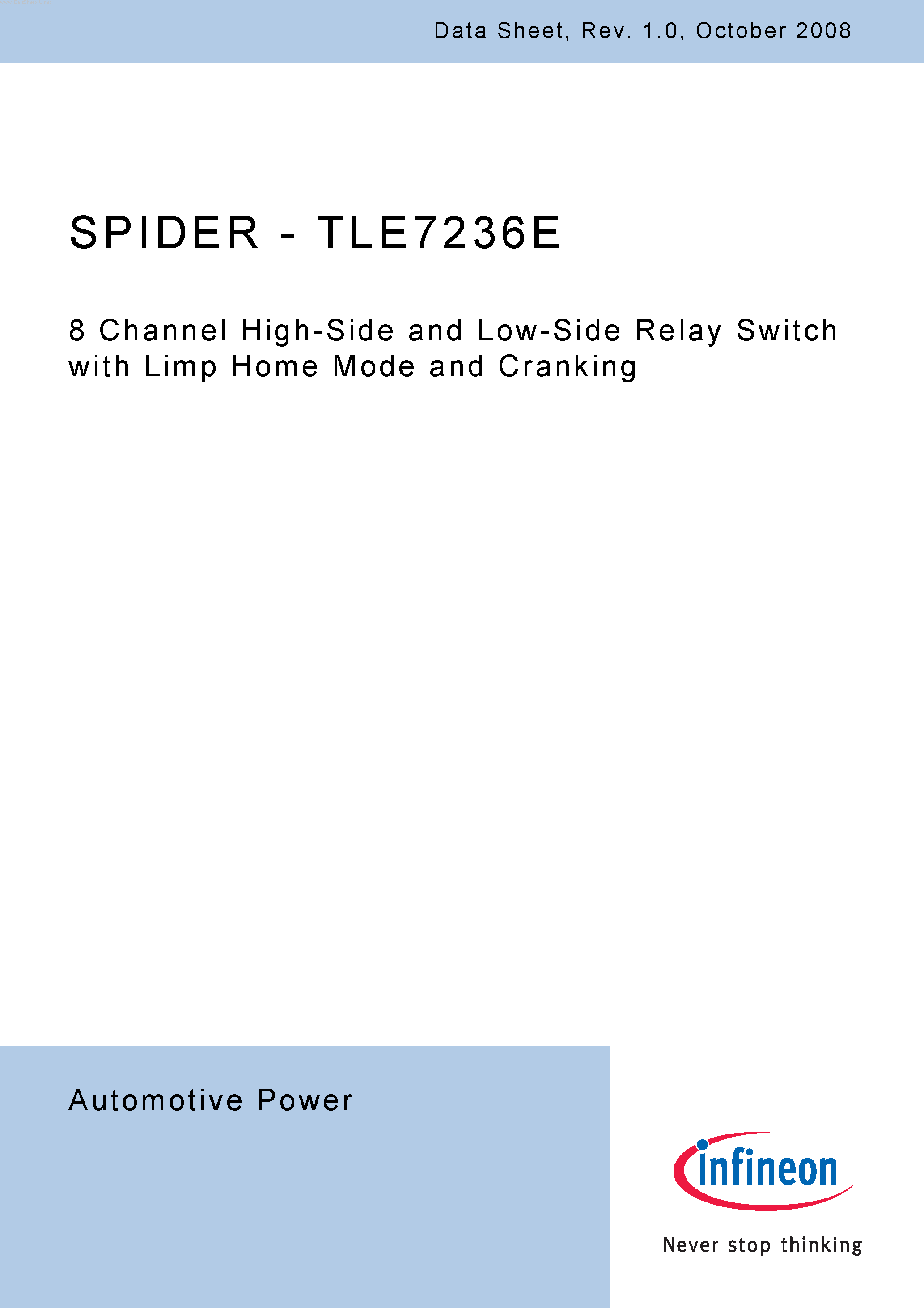 Даташит TLE7236E - 8 Channel High-Side and Low-Side Relay Switch страница 1