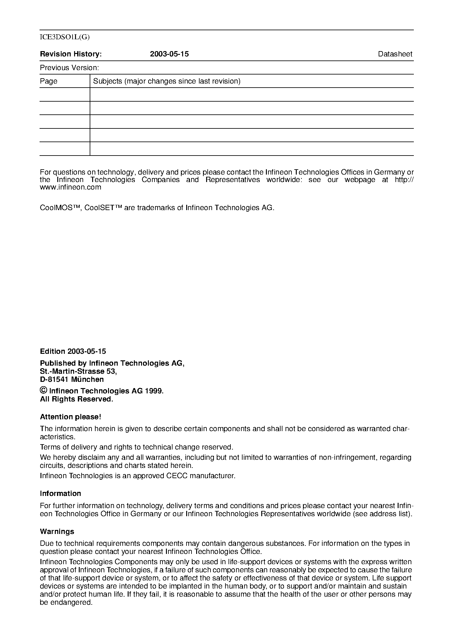 Datasheet ICE3DS01L - Off-Line SMPS Current Mode Controller page 2