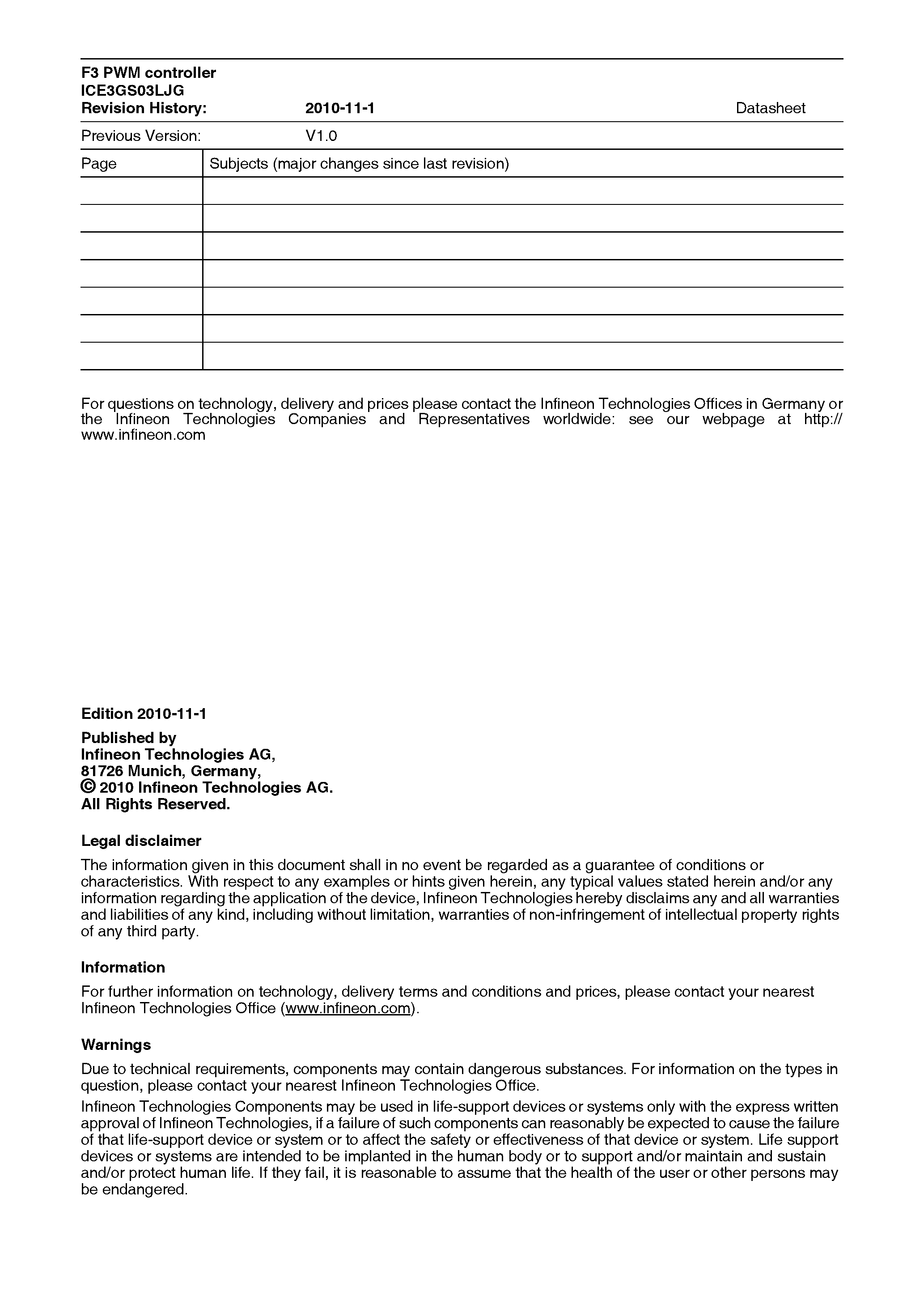 Datasheet ICE3GS03LJG - Off-Line SMPS Current Mode Controller page 2