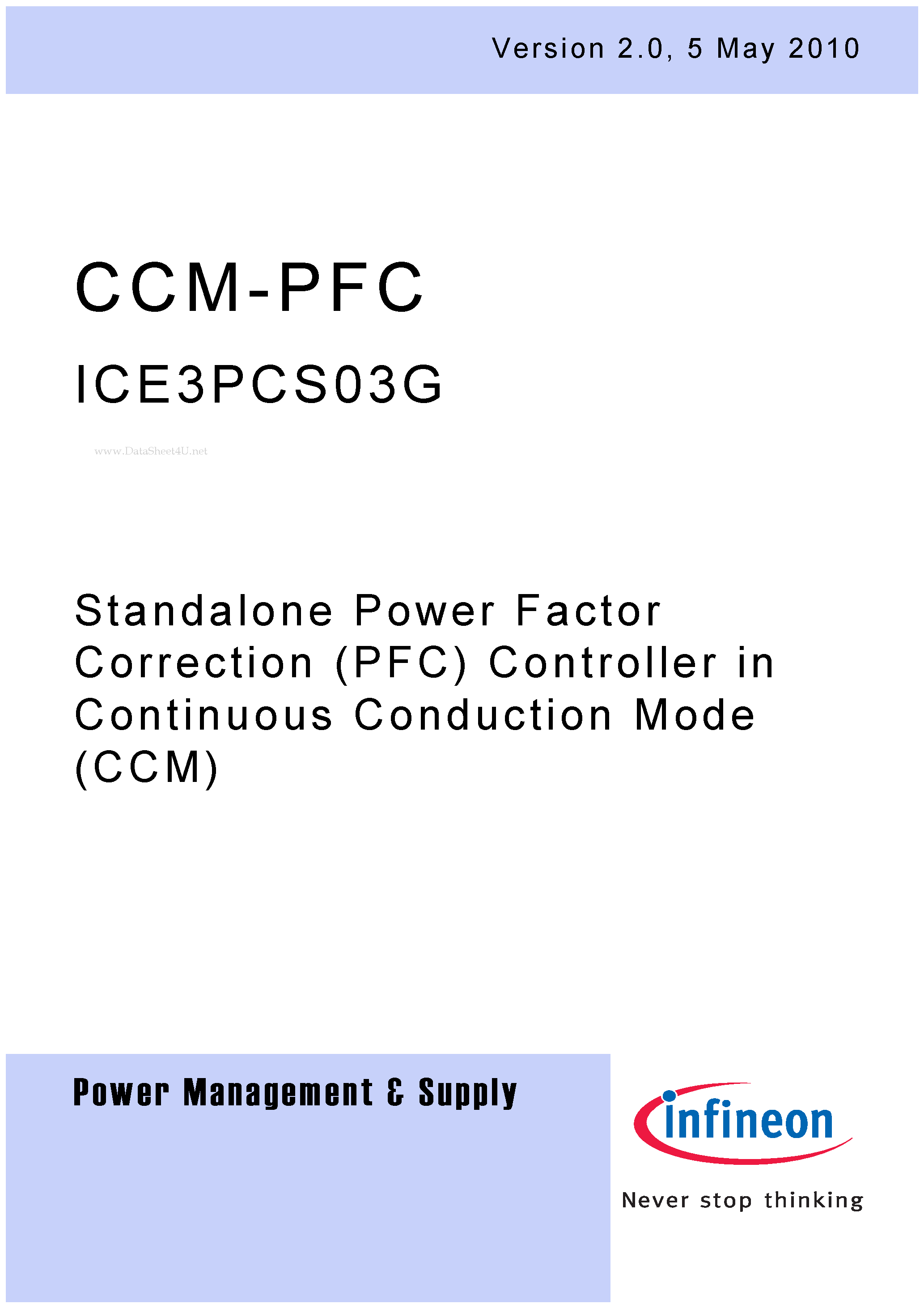 Даташит на микросхему ICE3PCS03G страница 1 Даташит ICE3PCS03G - Standalone Power Factor Correction (PFC) Controller страница 1