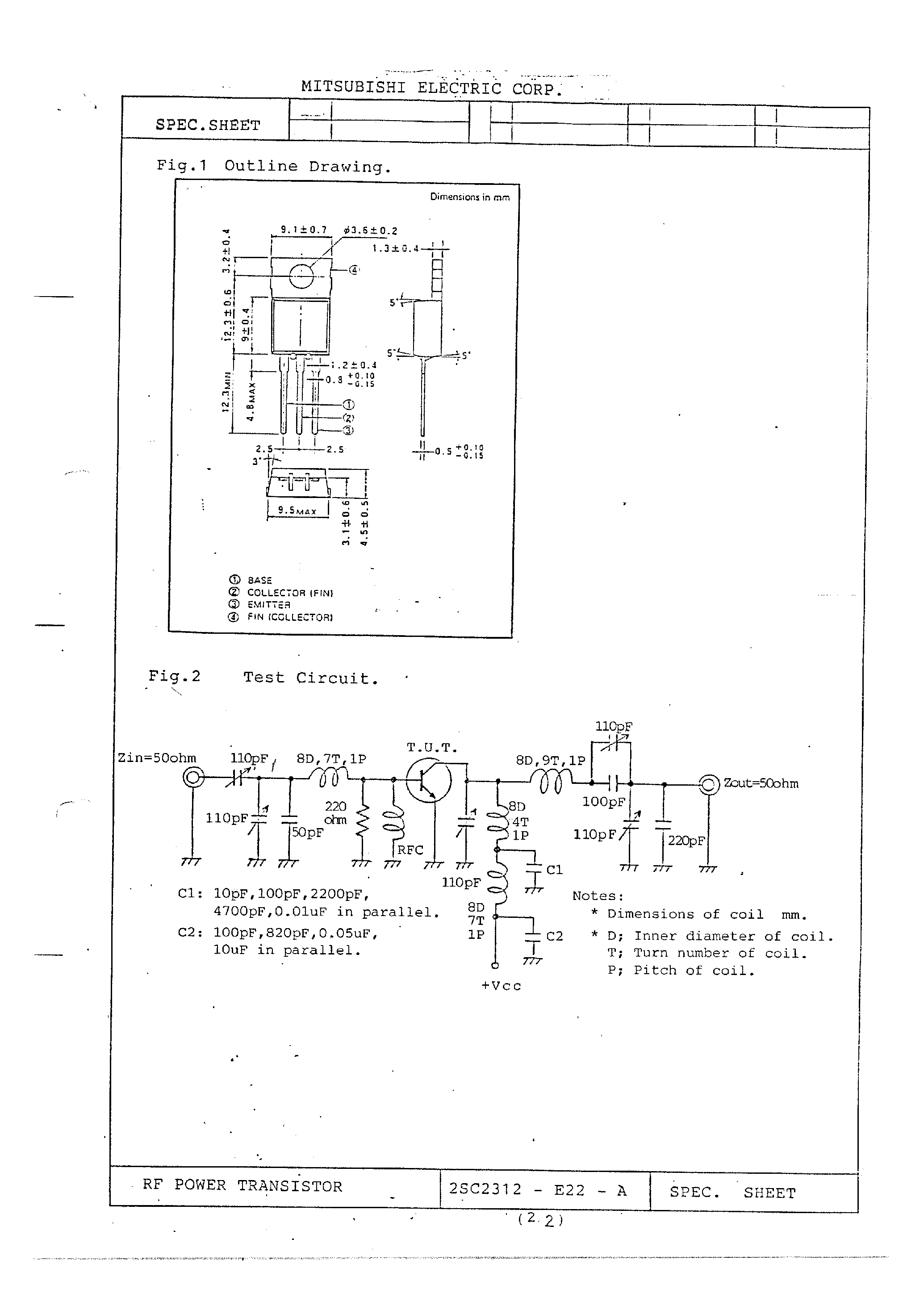 Datasheet 2SC2312 - RF POWER TRANSISTOR Spec sheet page 2