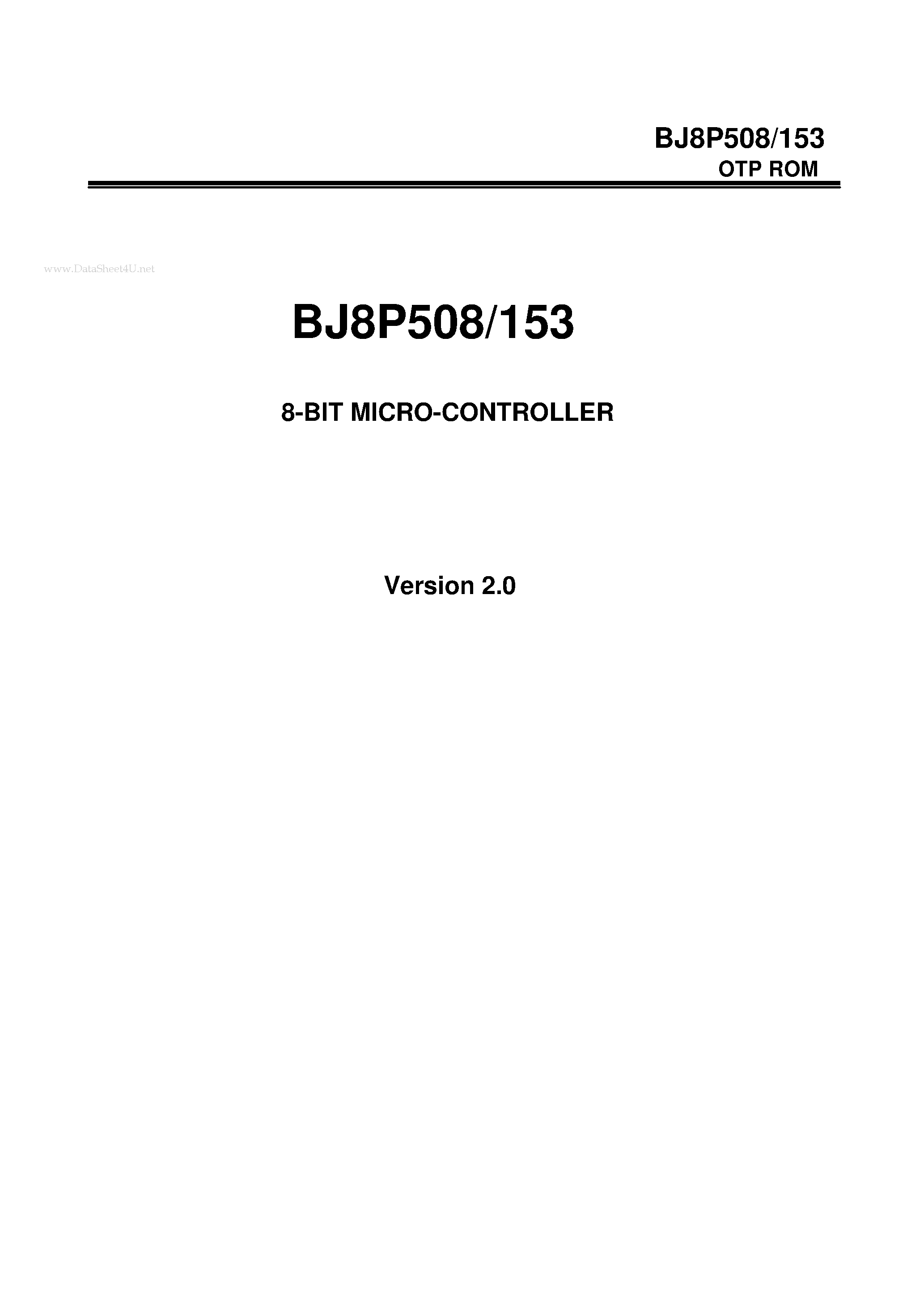 Datasheet BJ8P508/153 - 8-BIT MICRO-CONTROLLER page 1