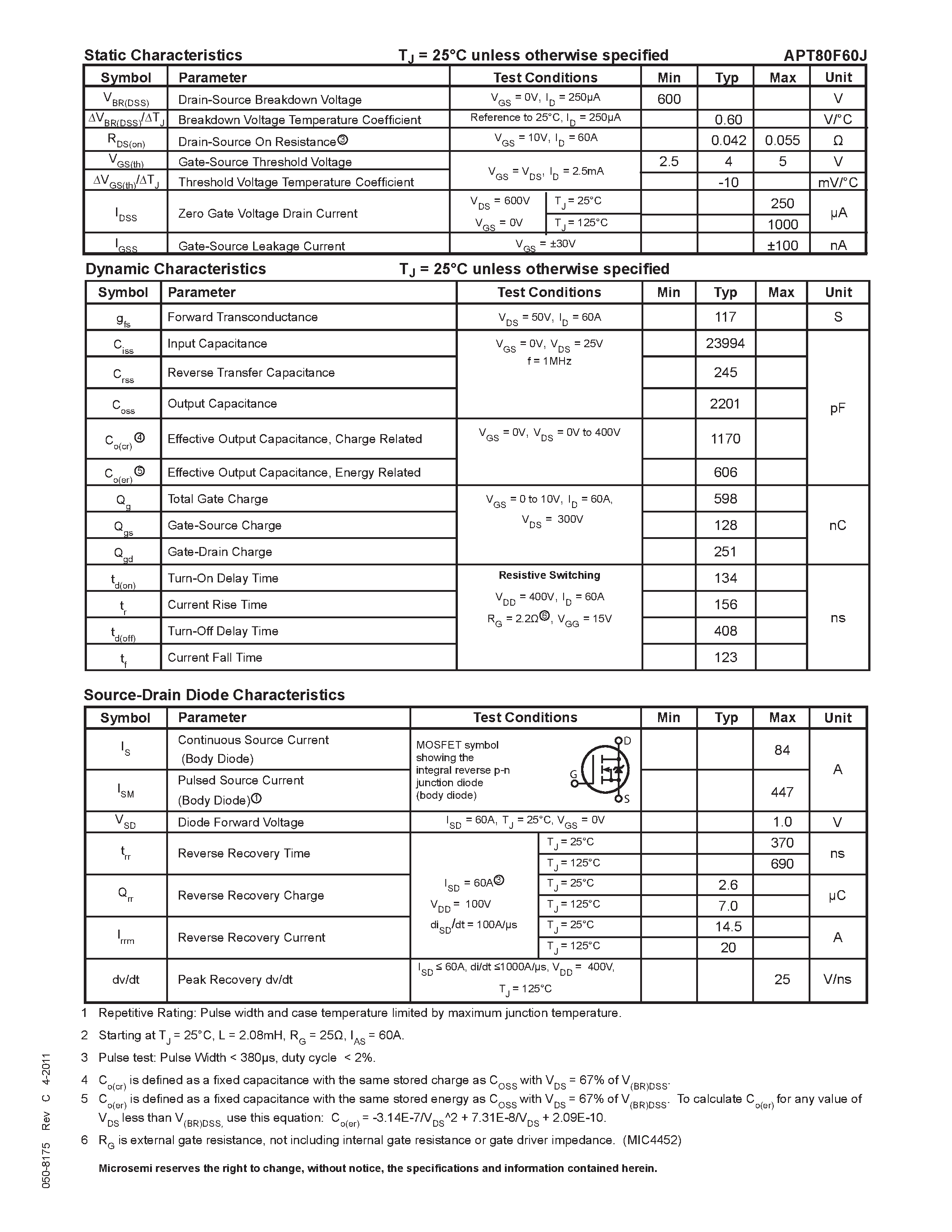 Datasheet APT80F60J - N-Channel FREDFET page 2