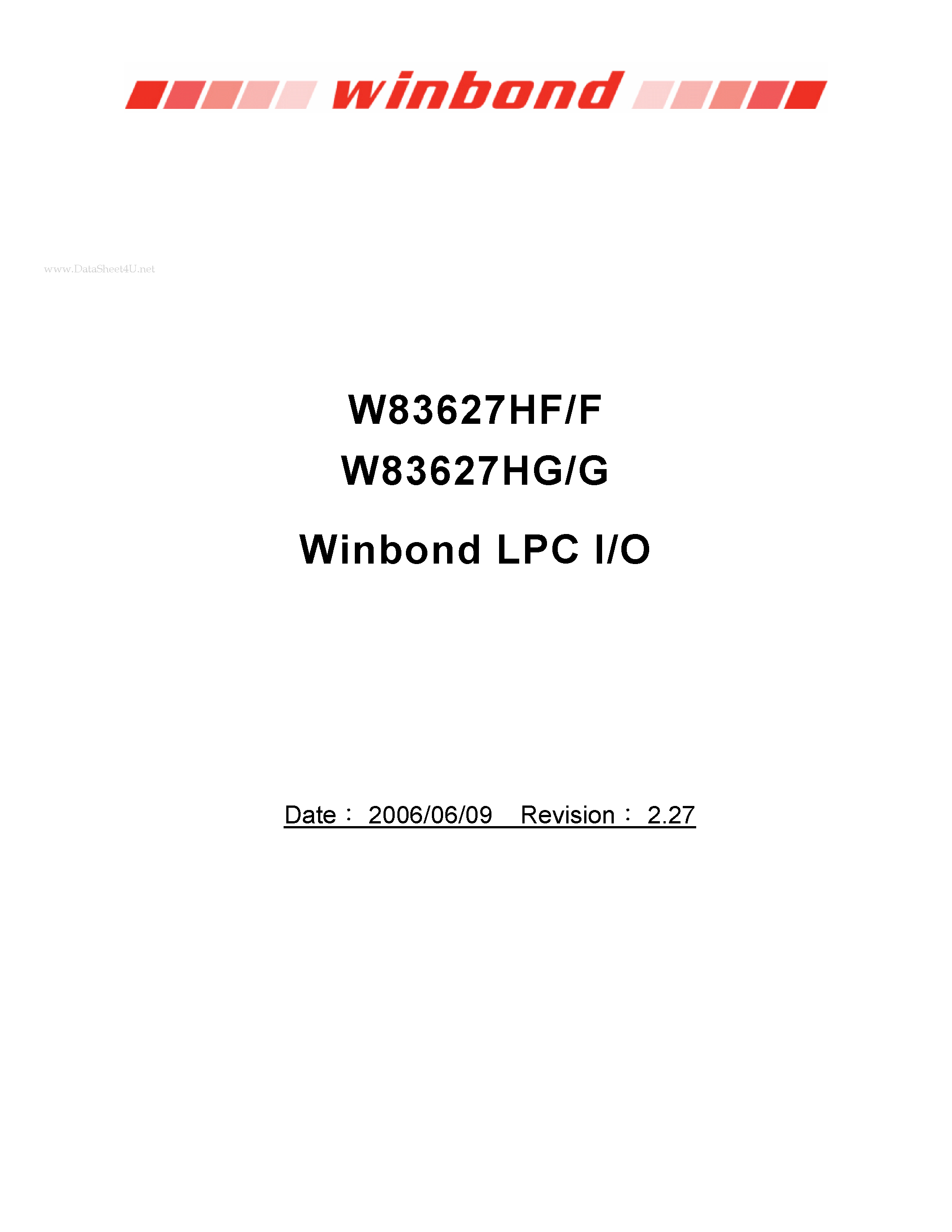 Datasheet W83627HF - Winbond LPC I/O page 1