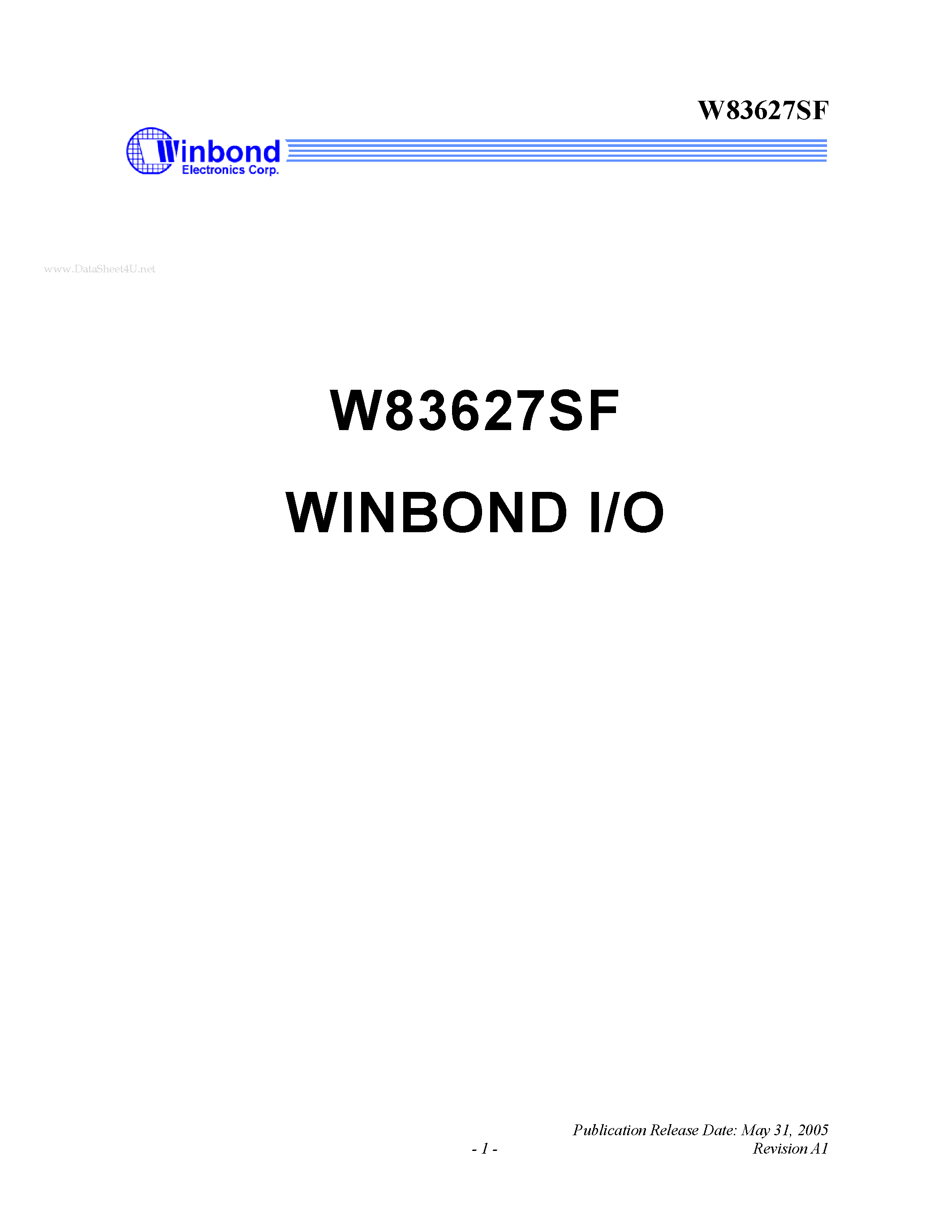 Даташит на микросхему W83627SF страница 1 Даташит W83627SF - WINBOND I/O страница 1