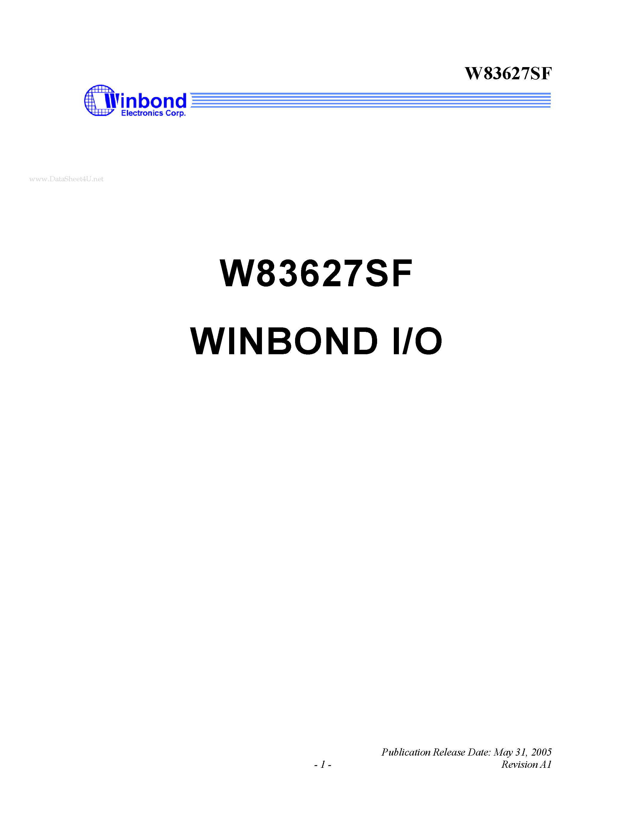 Datasheet W83627SF - WINBOND I/O page 1