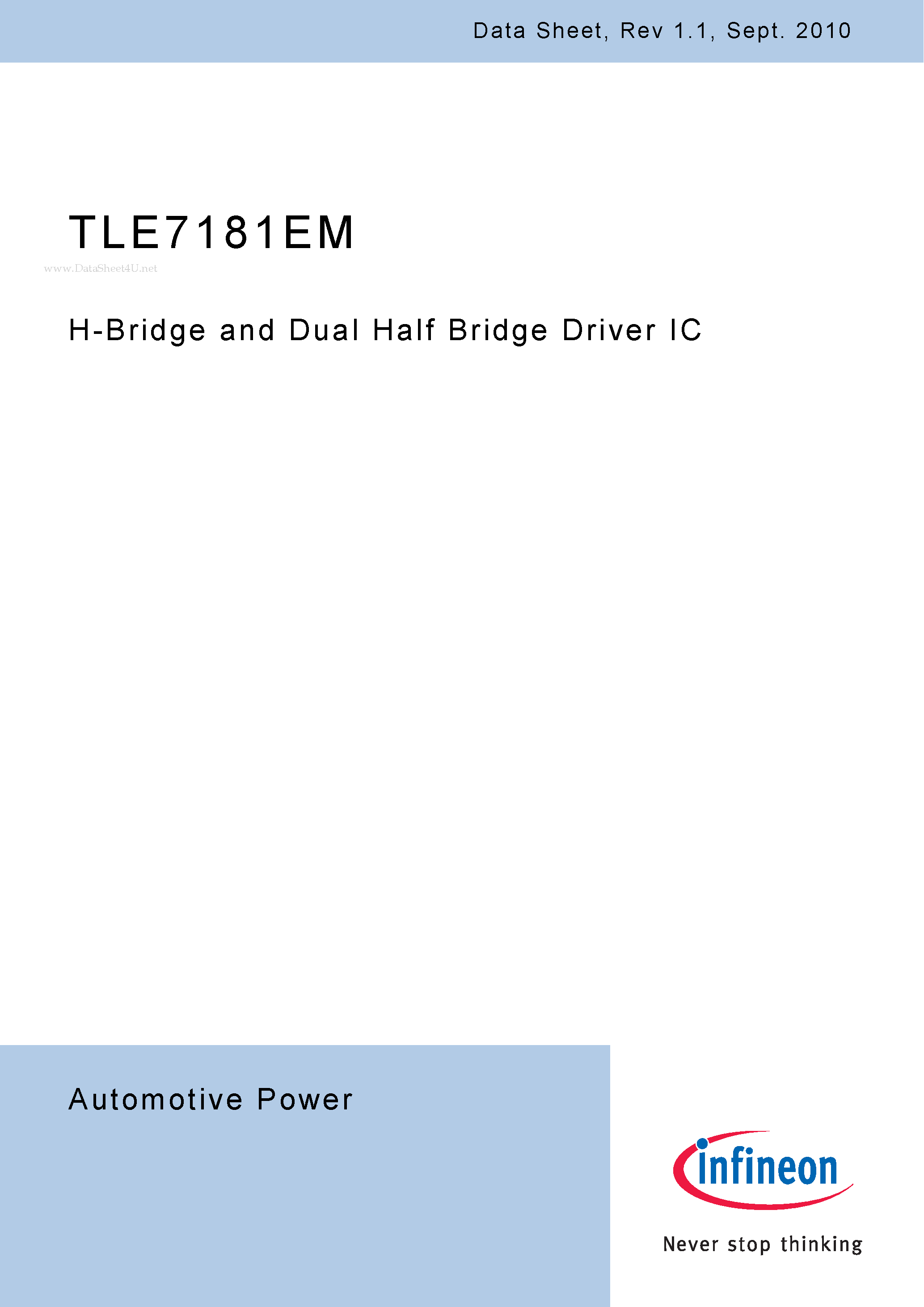 Datasheet TLE7181EM - H-Bridge and Dual Half Bridge Driver IC page 1