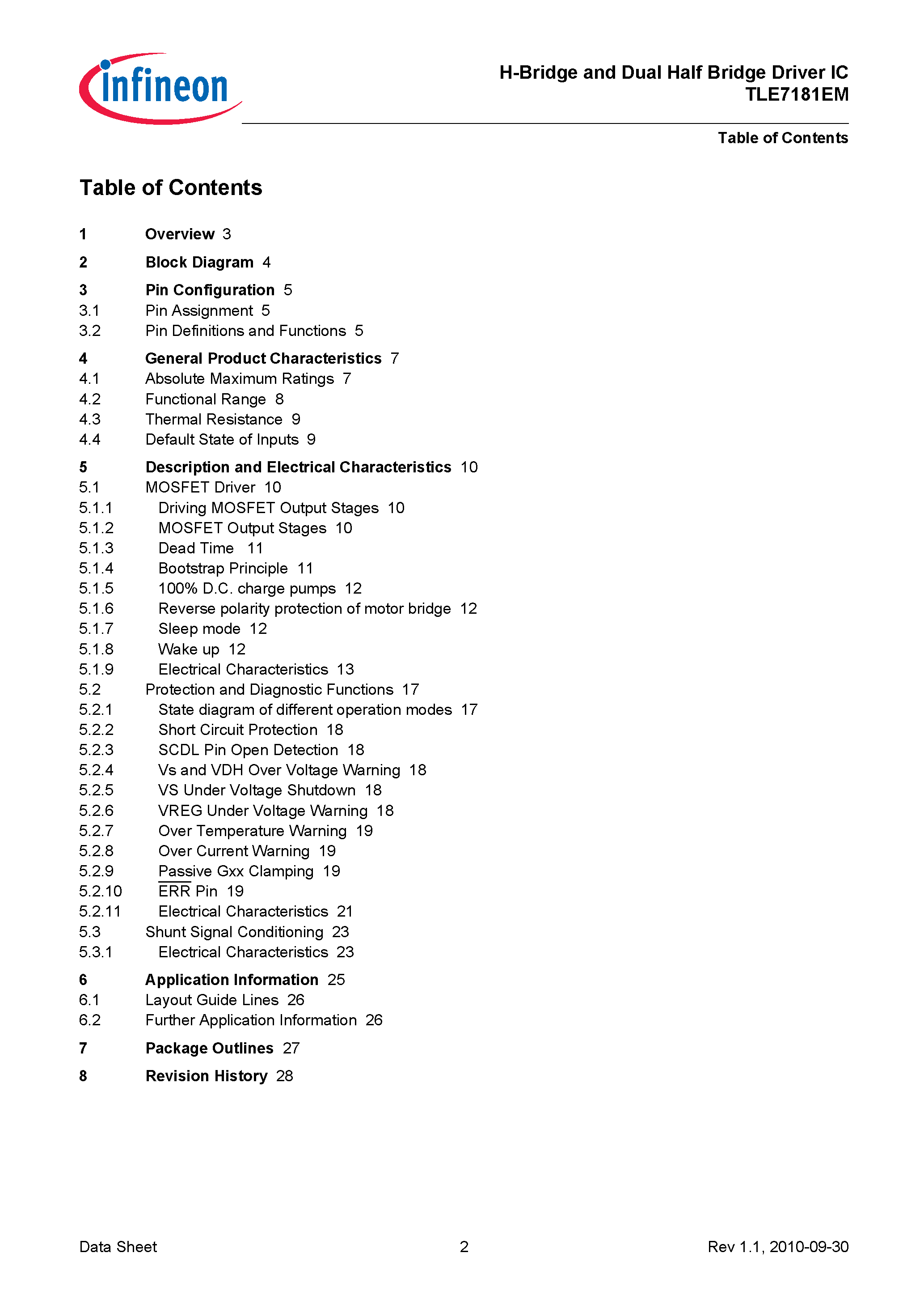 Даташит на микросхему TLE7181EM страница 2 Даташит TLE7181EM - H-Bridge and Dual Half Bridge Driver IC страница 2