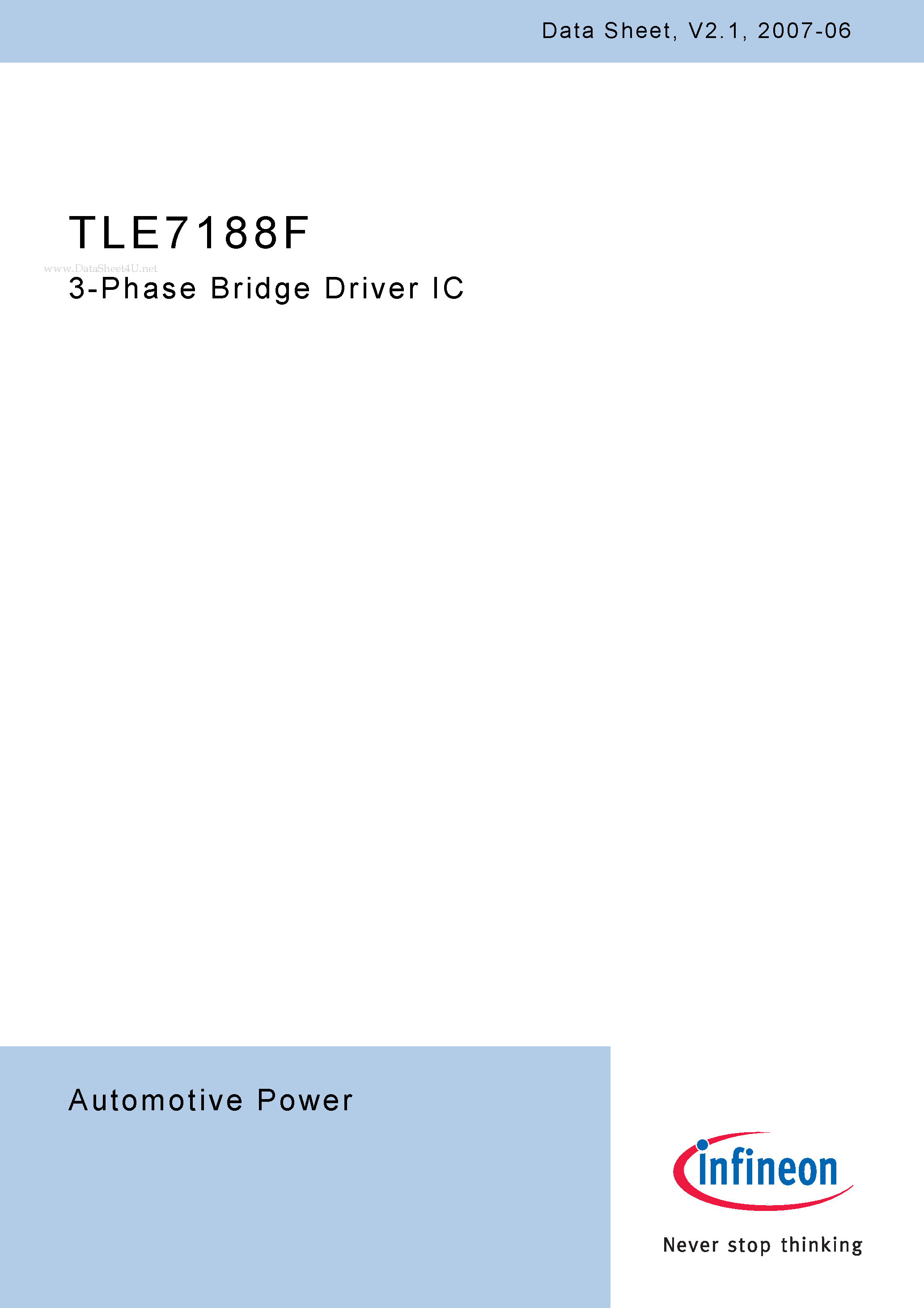 Datasheet TLE7188F - 3-Phase Bridge Driver IC page 1