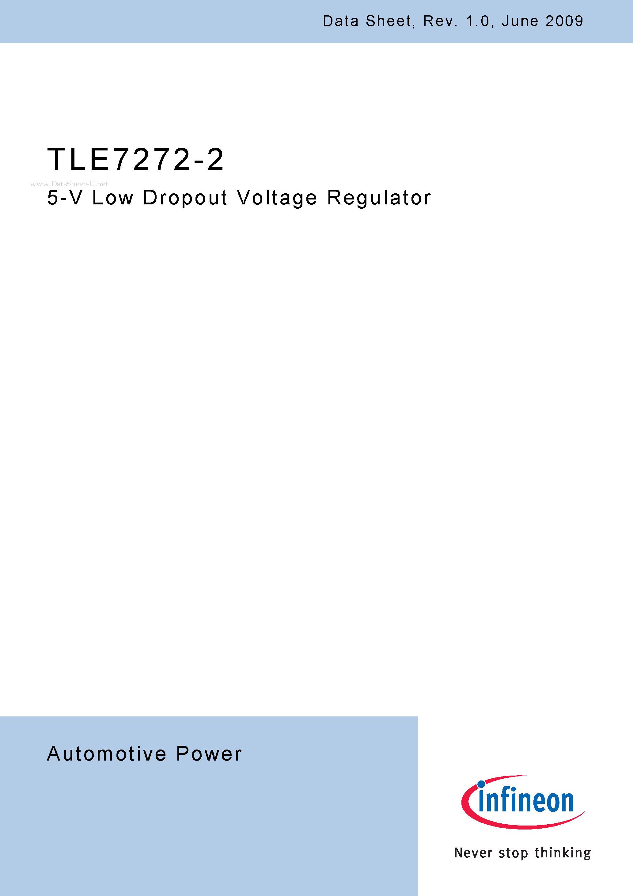 Datasheet TLE7272-2 page 1 Datasheet TLE7272-2 - 5-V Low Dropout Voltage Regulator page 1