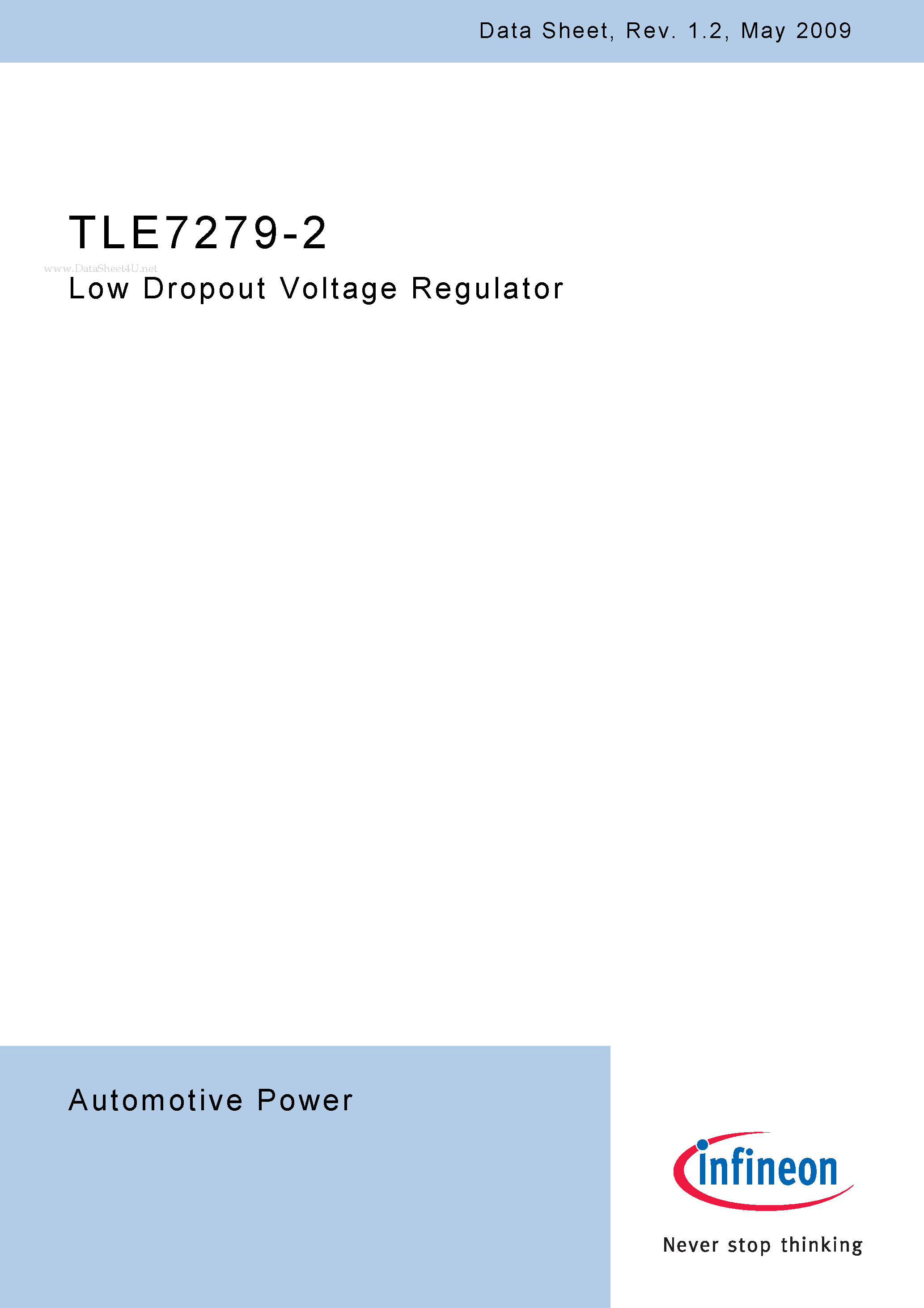 Datasheet TLE7279-2 page 1 Datasheet TLE7279-2 - Low Dropout Voltage Regulator page 1