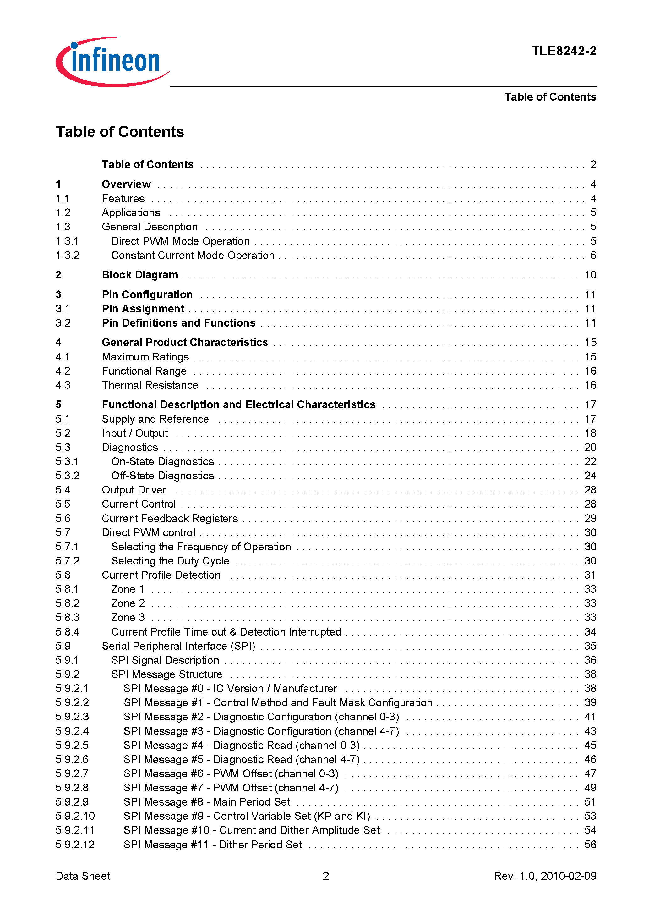 Datasheet TLE8242-2 - 8 Channel Fixed Frequency Constant Current Control page 2