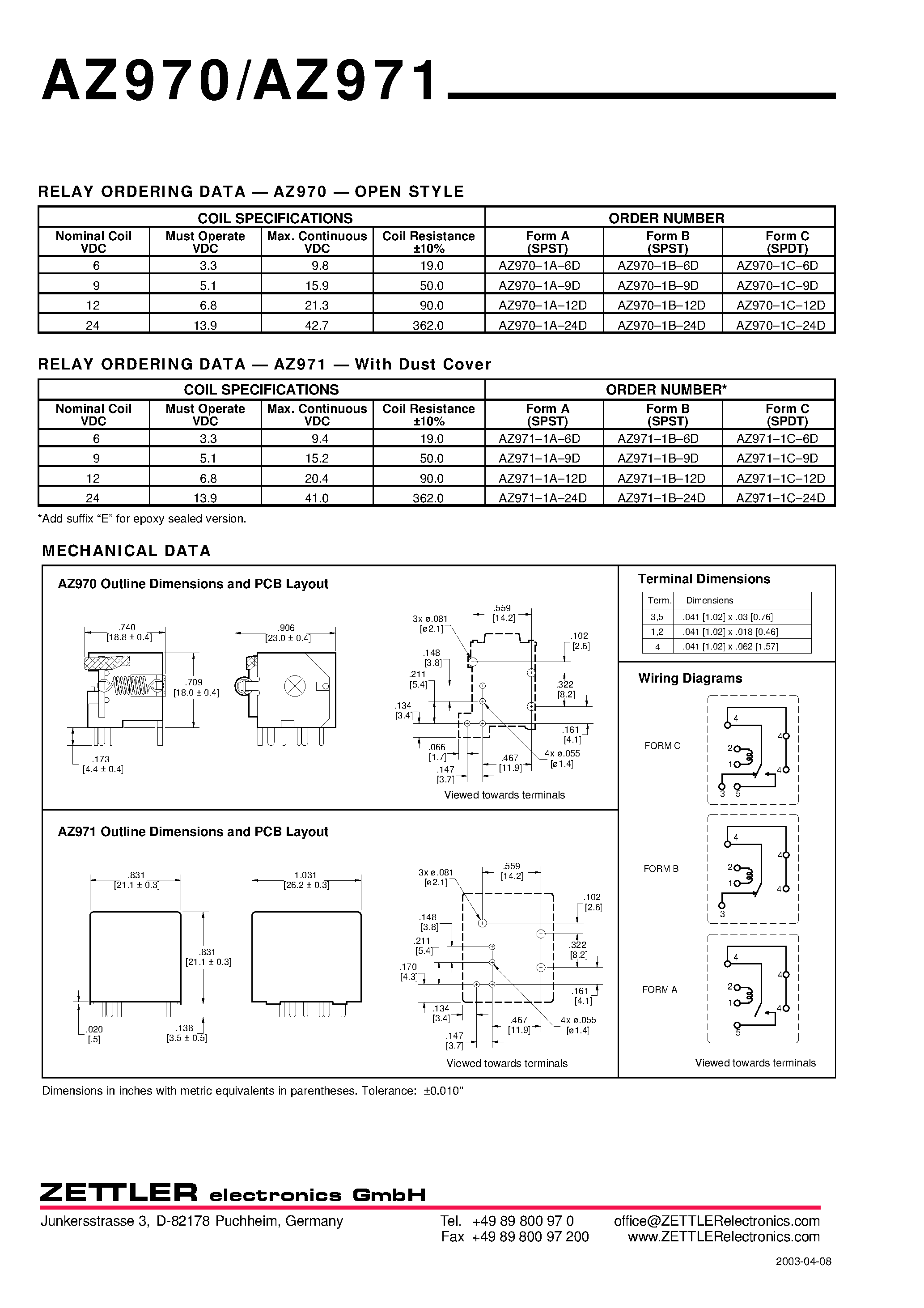 Даташит на микросхему AZ970 страница 2 Даташит AZ970 - (AZ970 / AZ971) 40 AMP MINIATURE POWER RELAY страница 2