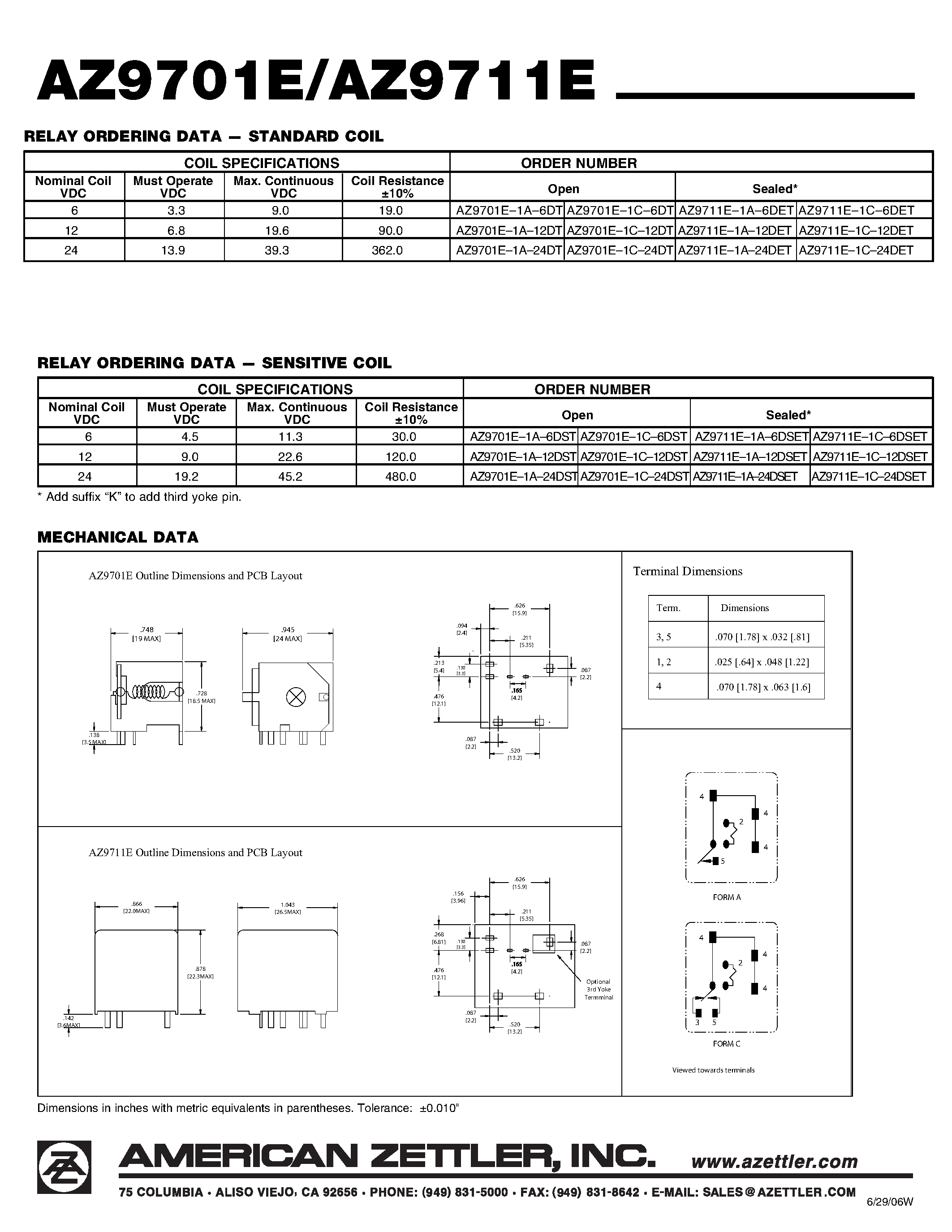 Даташит на микросхему AZ9701E страница 2 Даташит AZ9701E - (AZ9701E / AZ9711E) 45 AMP AUTOMOTIVE RELAY страница 2