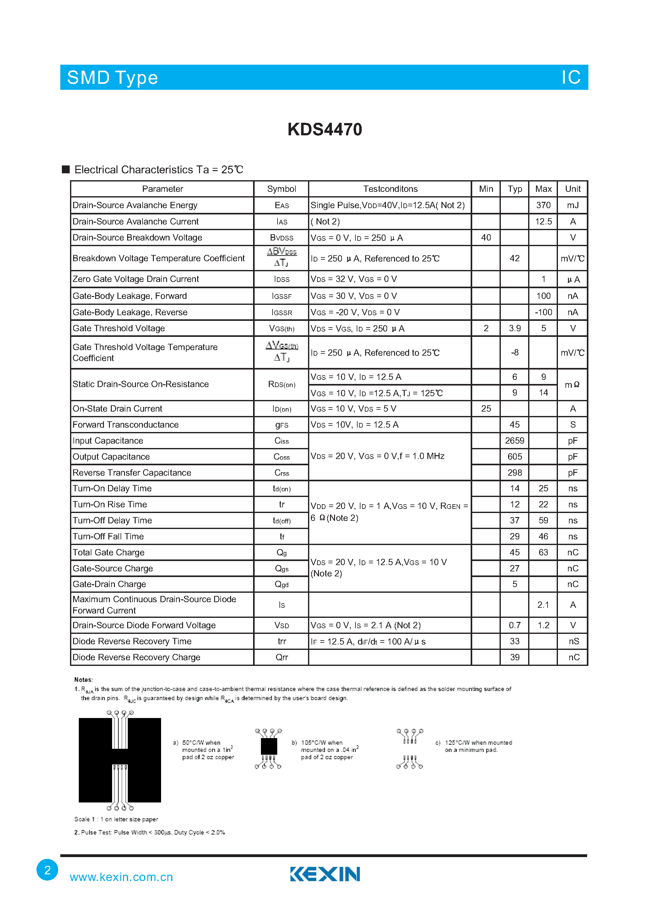 Datasheet KDS4470 - 40V N-Channel PowerTrench MOSFET page 2
