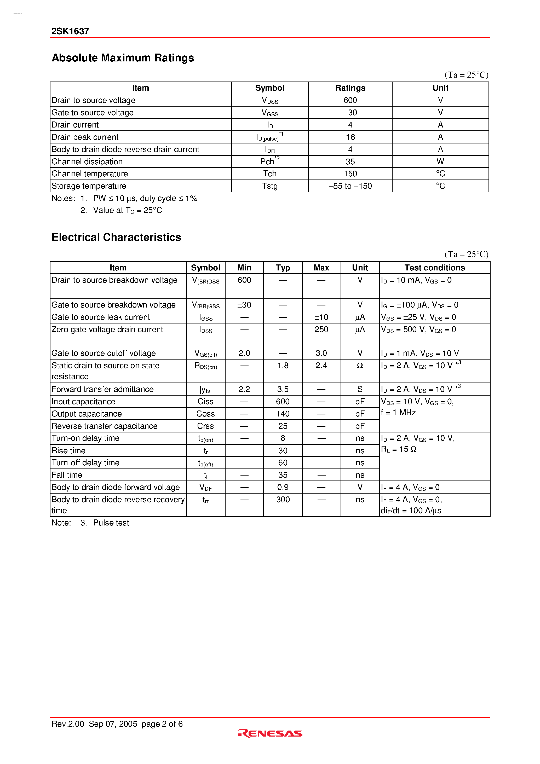 Datasheet K1637 page 2 Datasheet K1637 - Search -----> 2SK1637 page 2