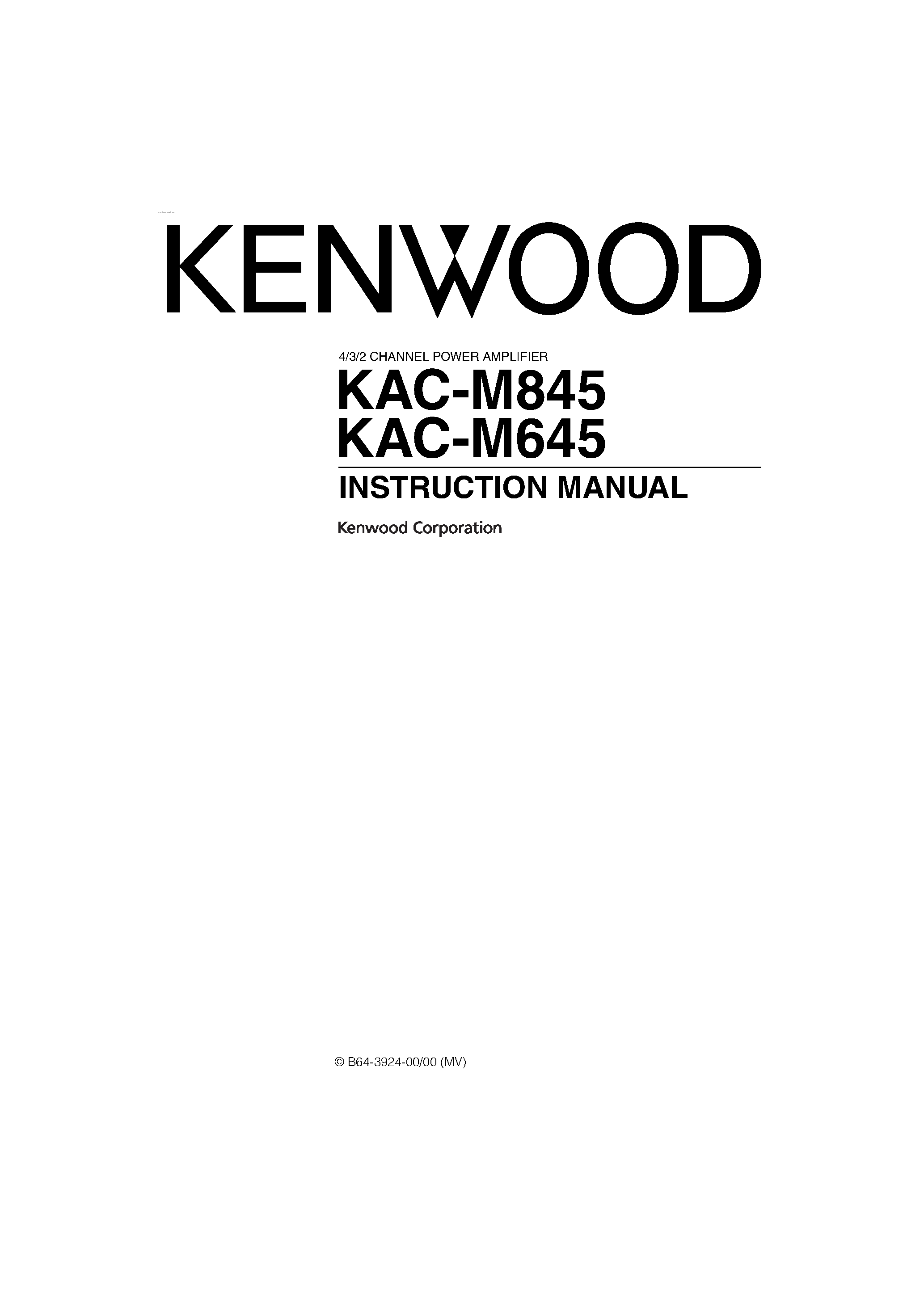 Даташит на микросхему KAC-M645 страница 1 Даташит KAC-M645 - (KAC-M645 / KAC-M845) 4/3/2 Channel Power AMplfier страница 1