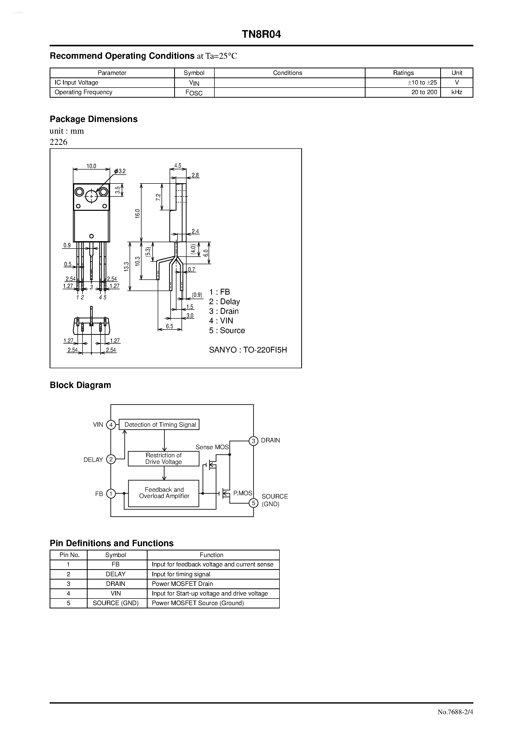 Datasheet TN8R04 - Switching Regulator IC page 2