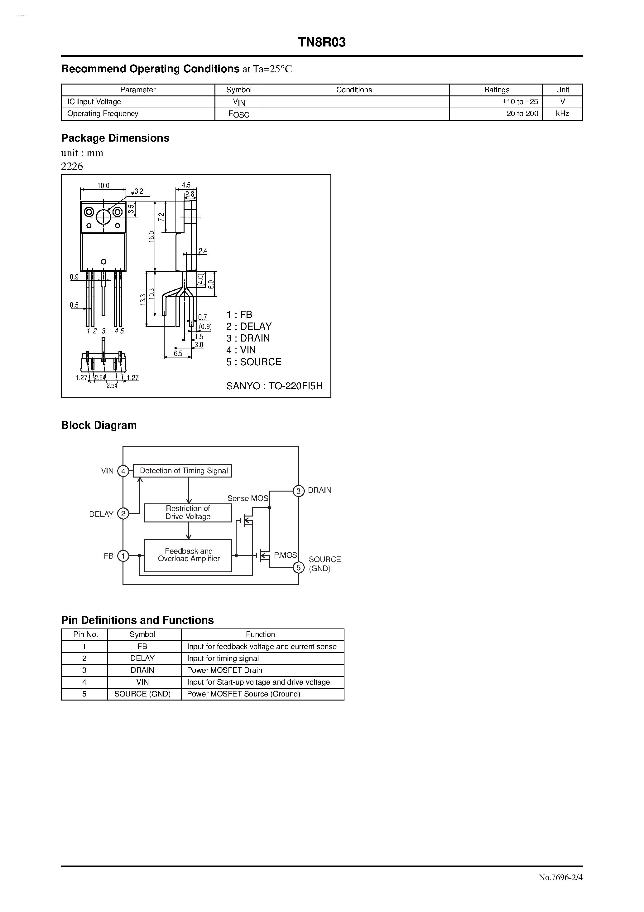 Datasheet TN8R03 - Switching Regulator IC page 2