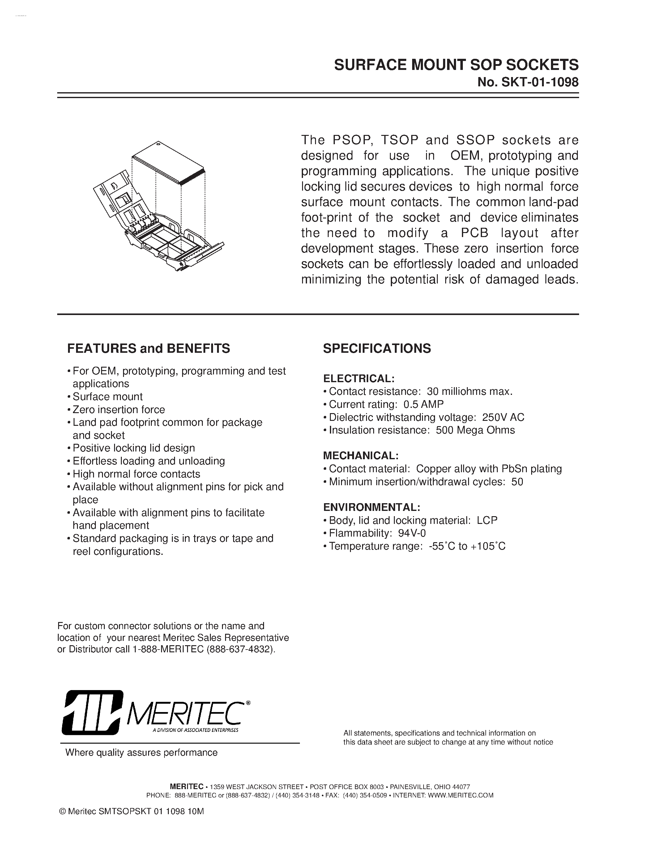 Даташит 980020-40-01 - SURFACE MOUNT 1.27mm PSOP SOCKET страница 1
