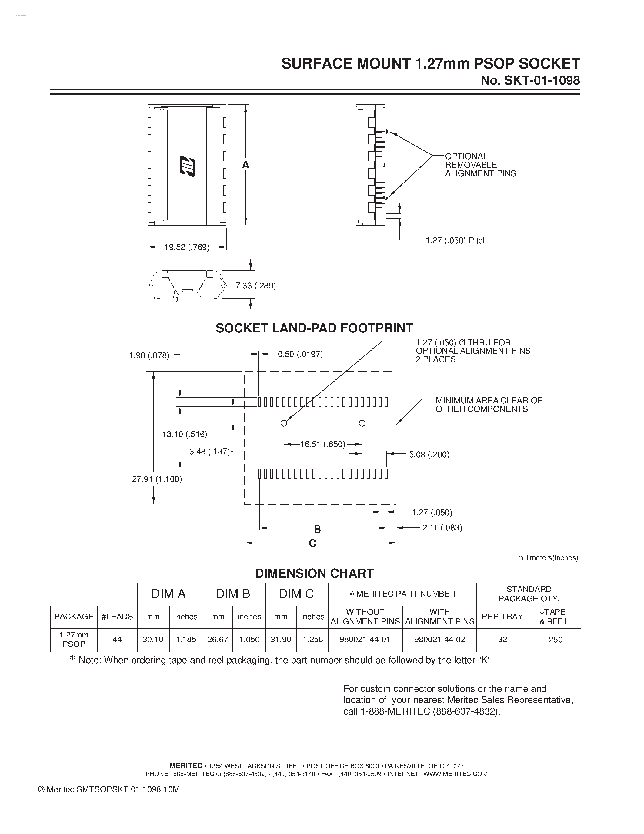 Даташит 980020-40-01 - SURFACE MOUNT 1.27mm PSOP SOCKET страница 2