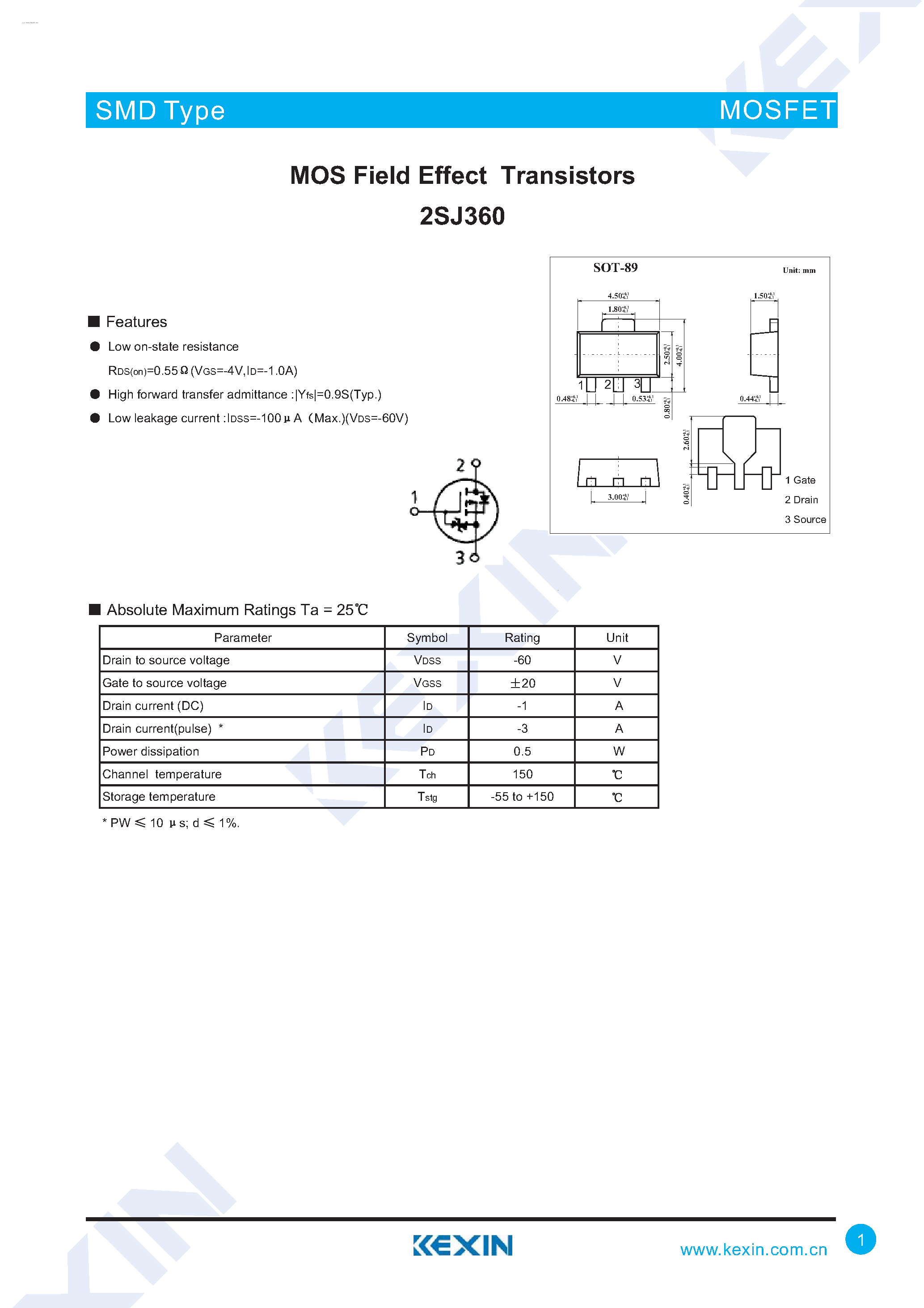 Datasheet 2SJ360 - MOS Field Effect Transistors page 1